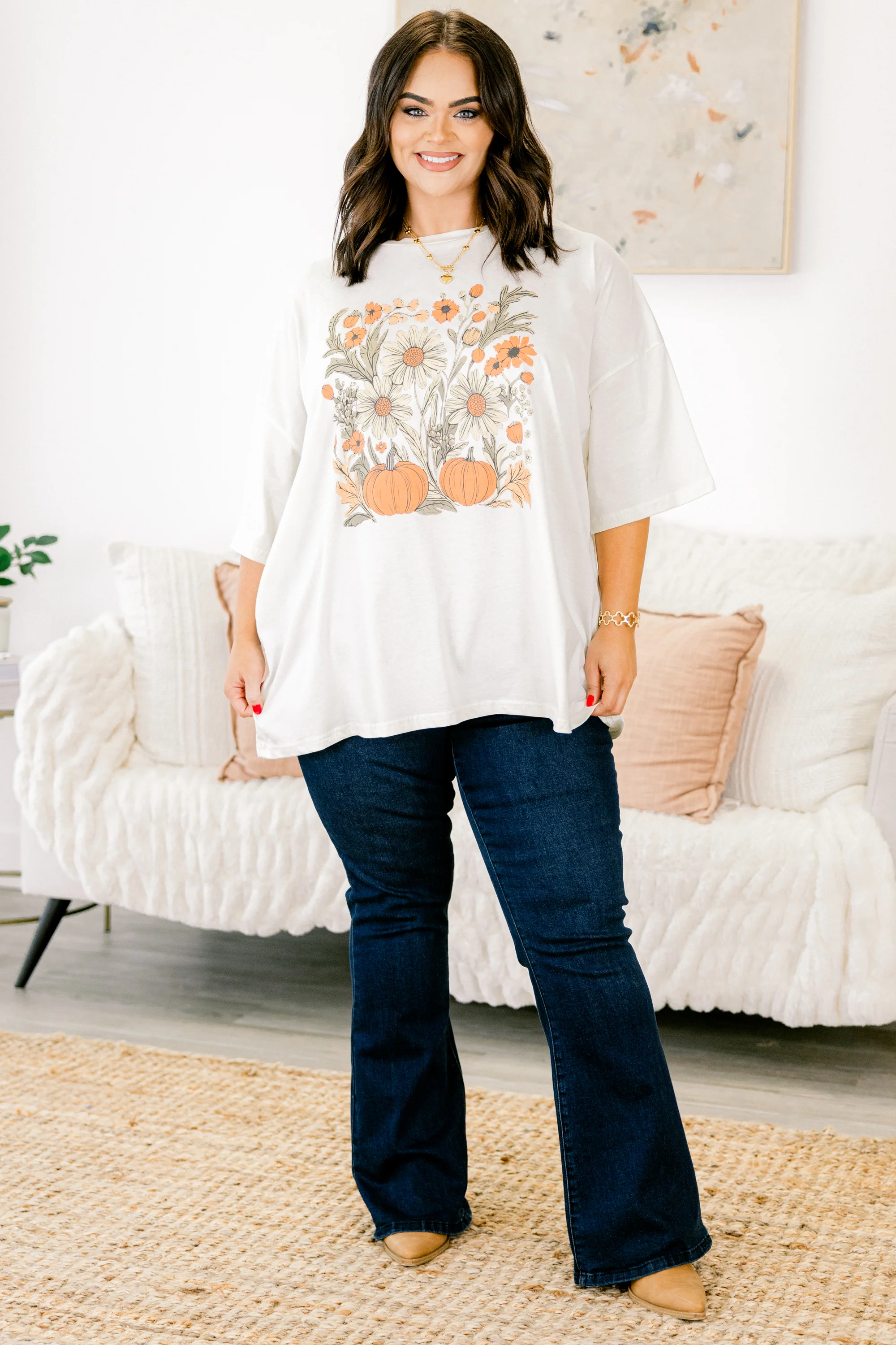 Field Of Flowers Boyfriend Tee, Ivory - Image 3