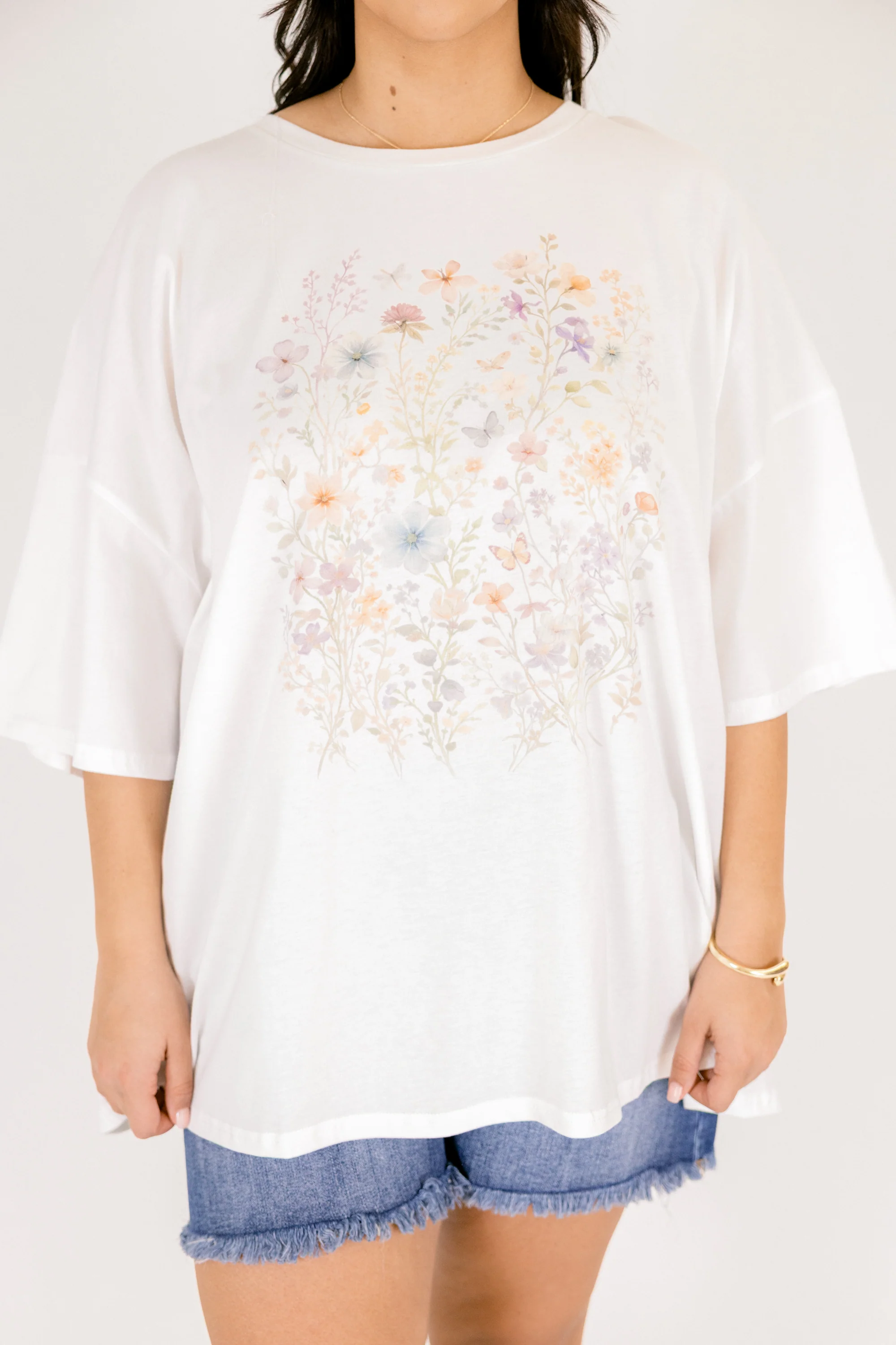 Field of Wildflowers Boyfriend Tee, White - Image 4