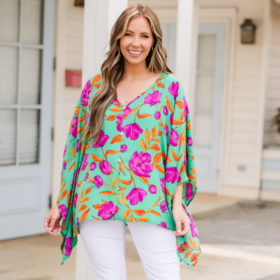 Floating Garden Tunic, Green Multi - Image 7