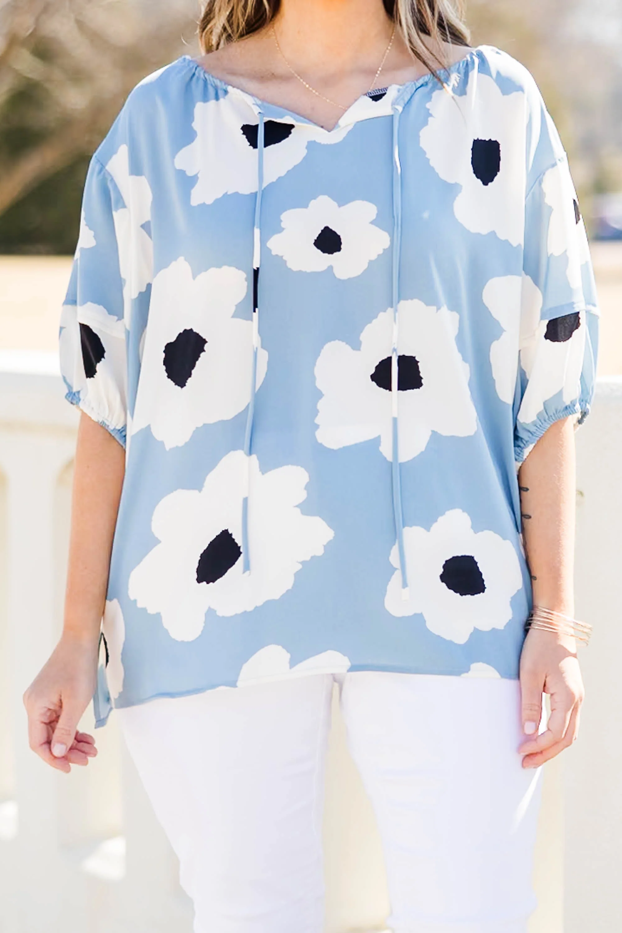 Flower Fields Forever Top, Blue - Image 5