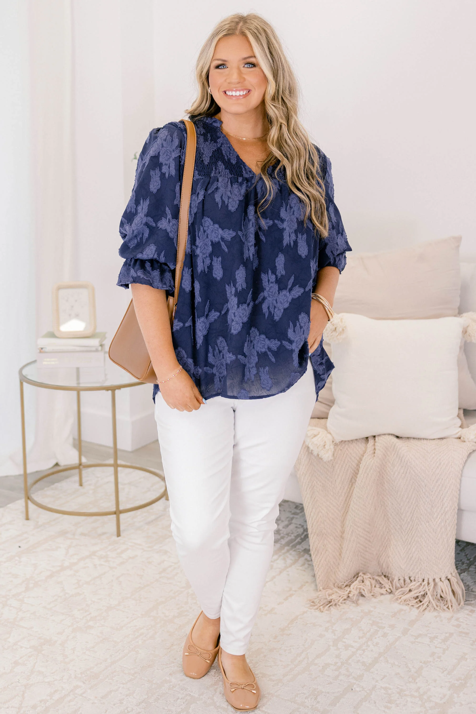 Follow Along Top, Navy Floral - Image 3
