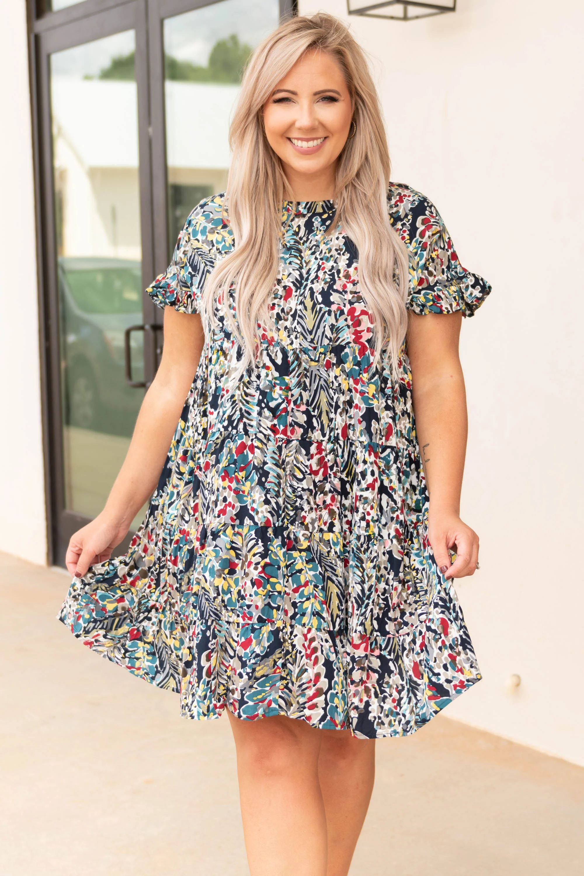 Garden District Dress, Navy Multi - Image 2