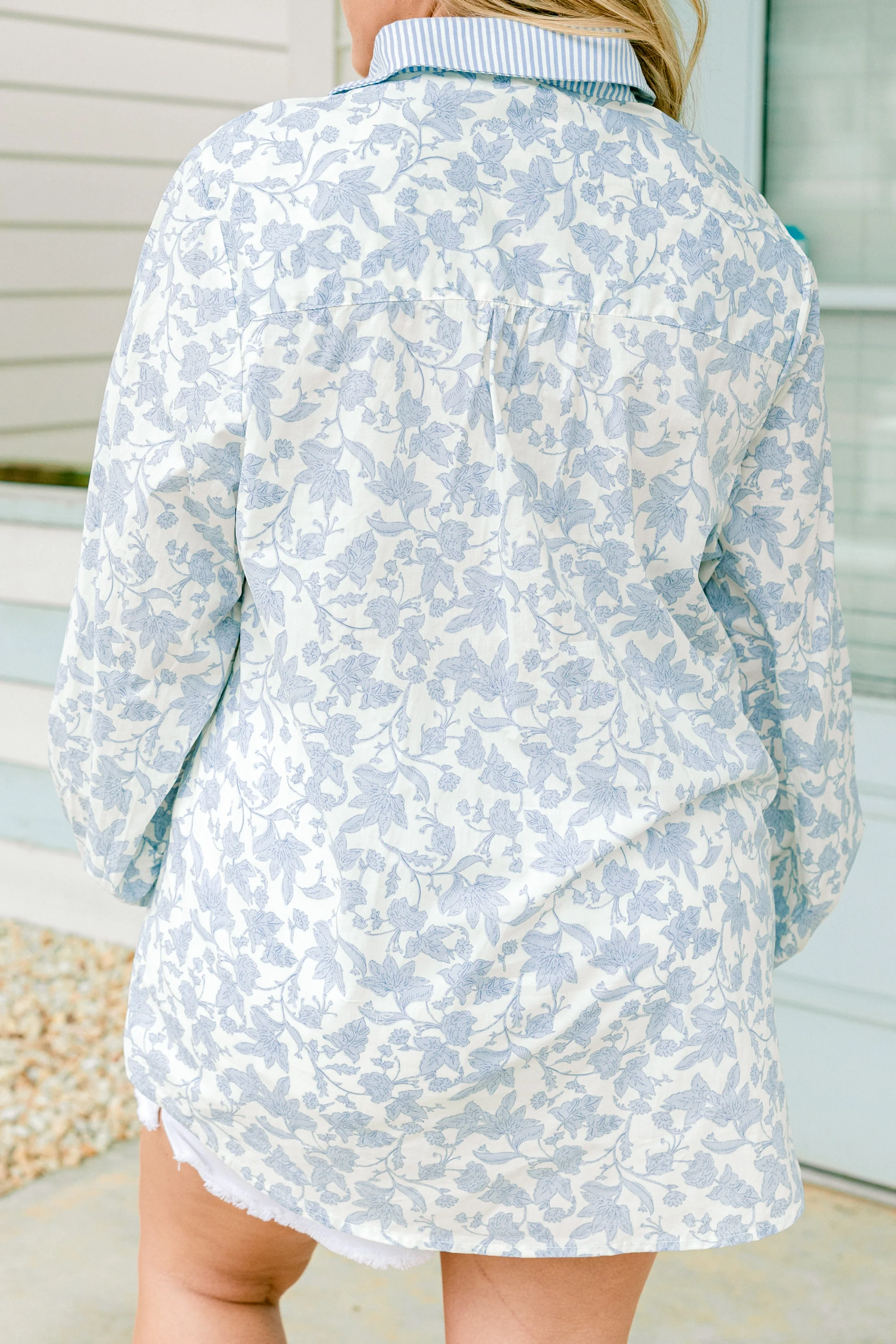 Garden Time Top, Blue Floral - Image 6