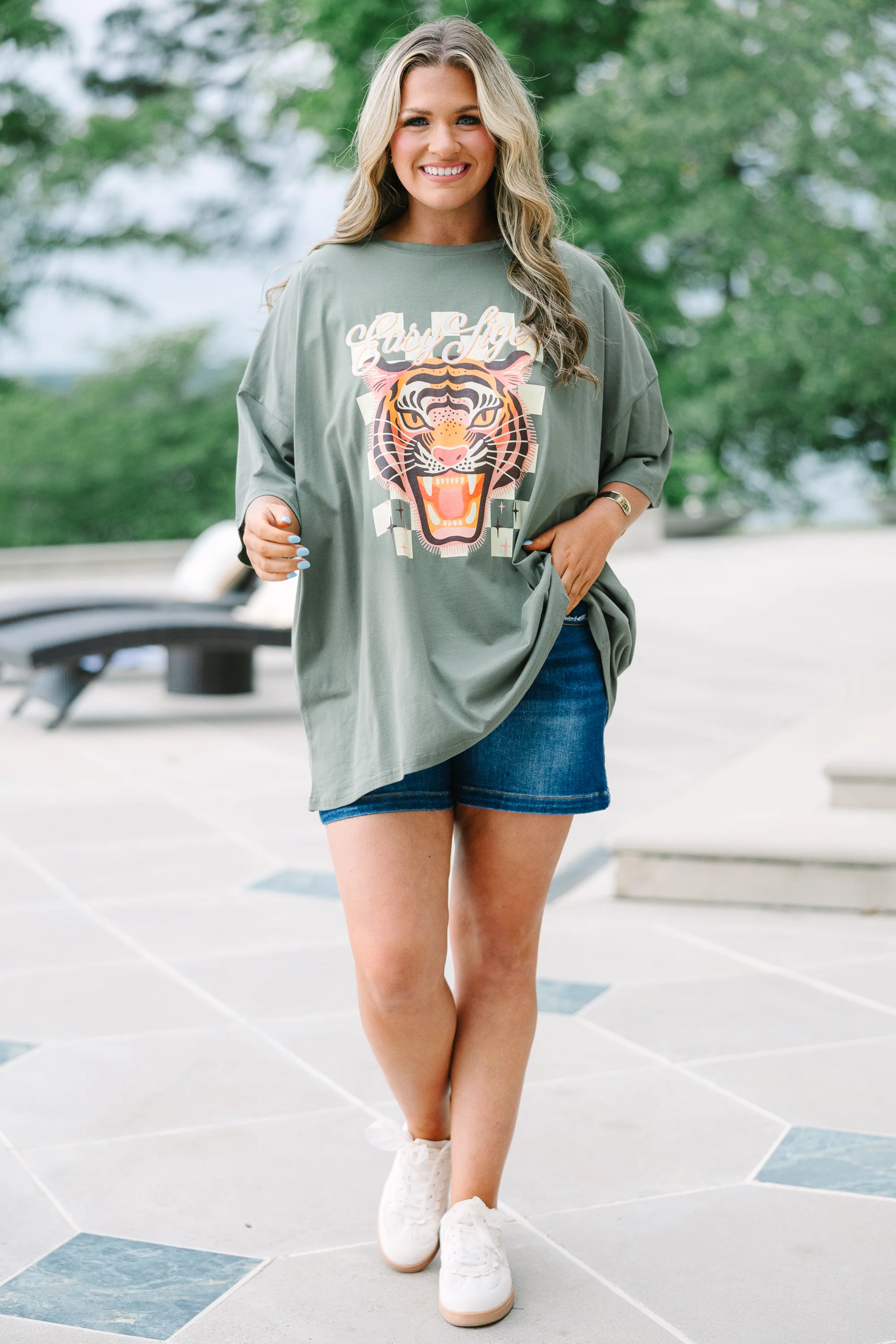 Go Easy On Em Boyfriend Tee, Moss - Image 2
