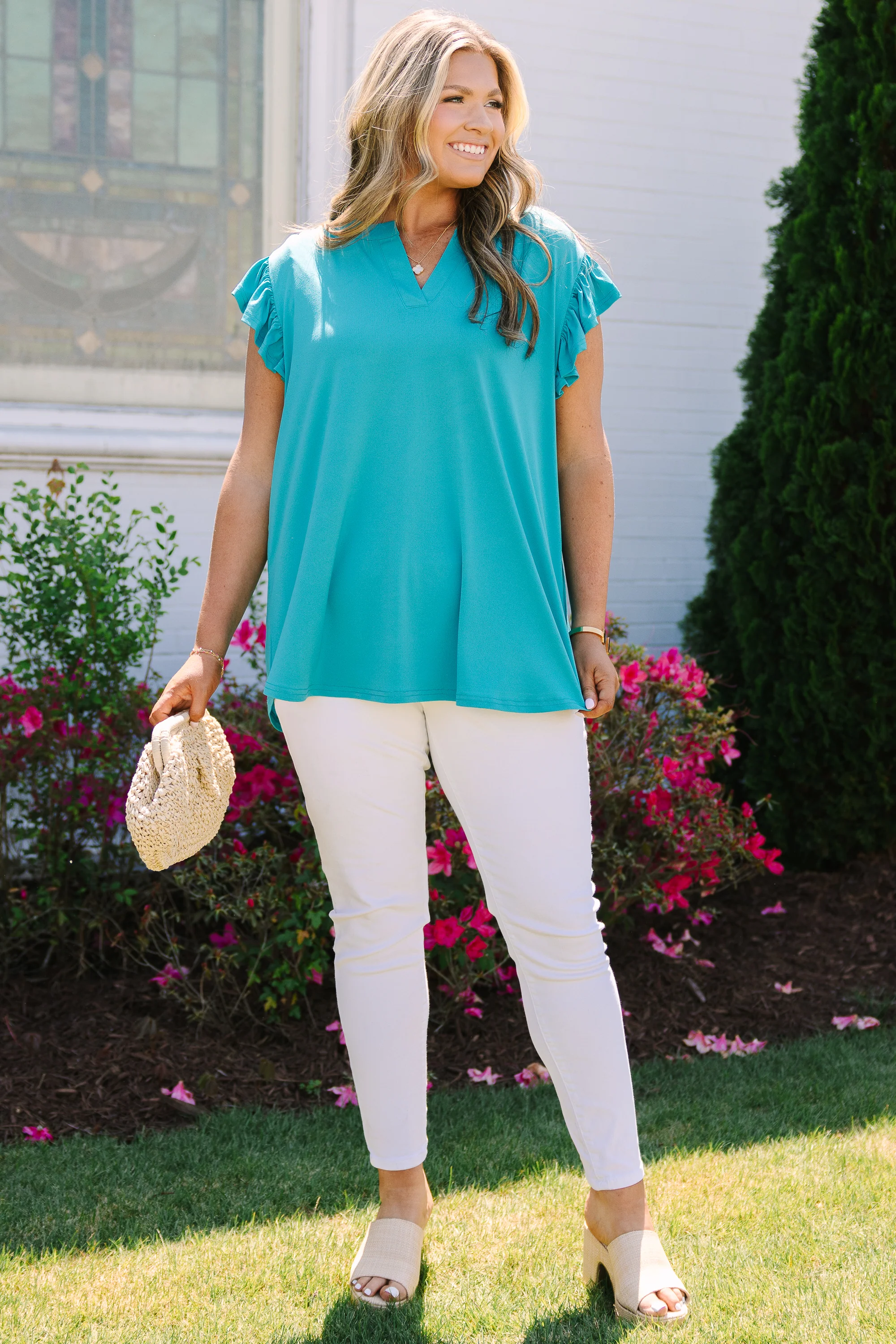 Grace Bay Top, Teal - Image 3
