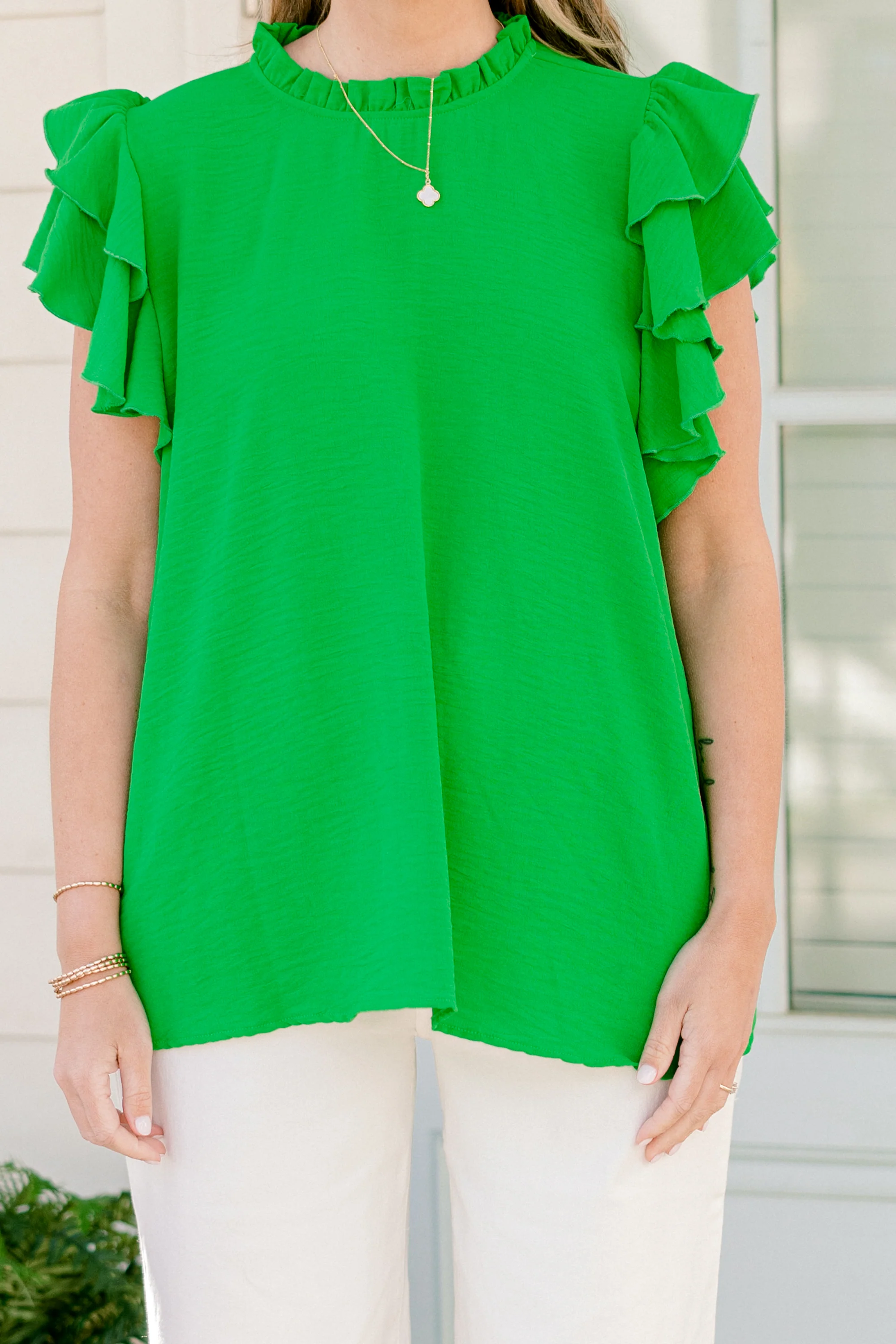 Hardly Working Top, Green - Image 6