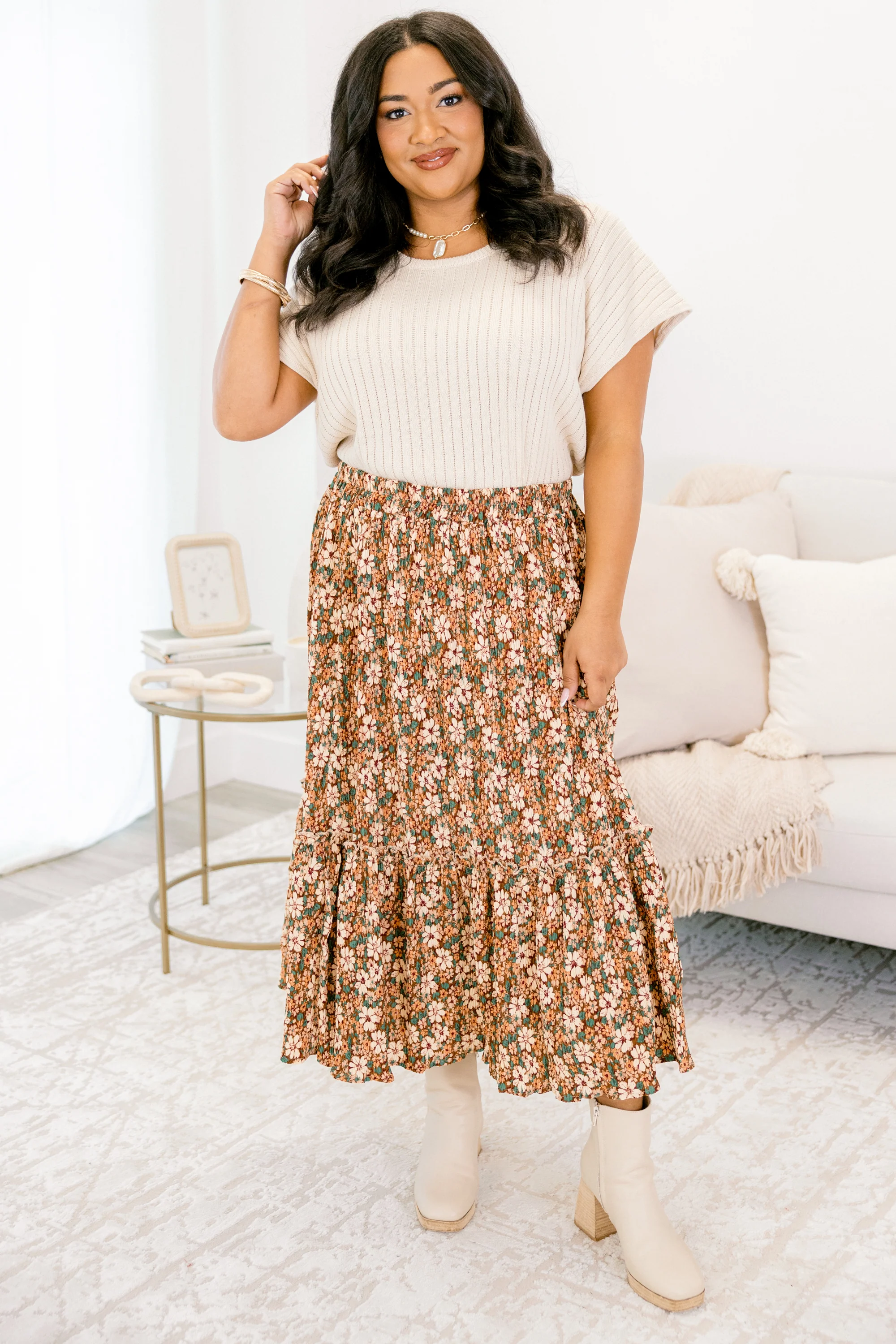 Hazy Sunday Mornings Skirt, Brown - Image 4