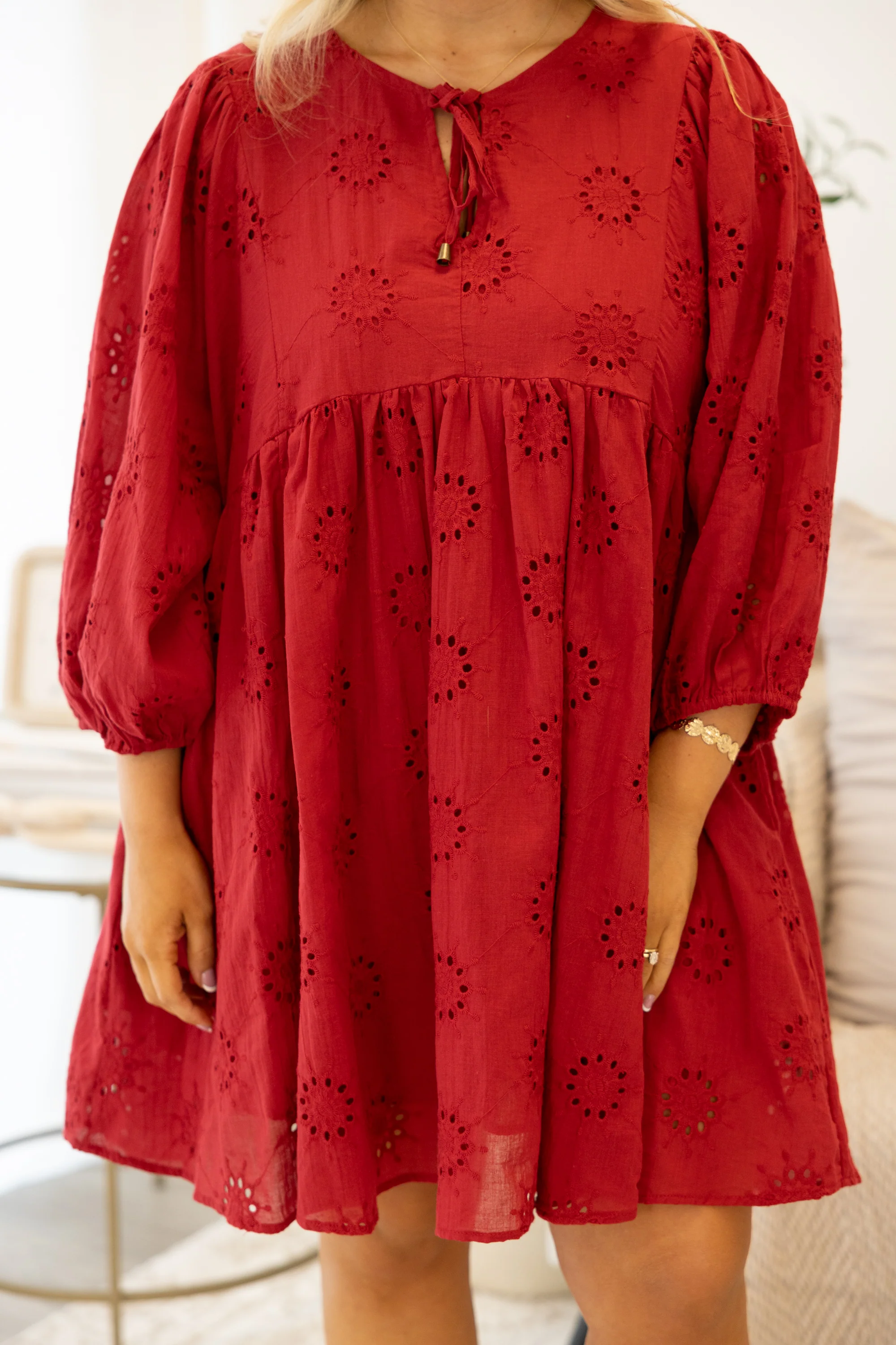 Honey Babe Dress, Burgundy - Image 5