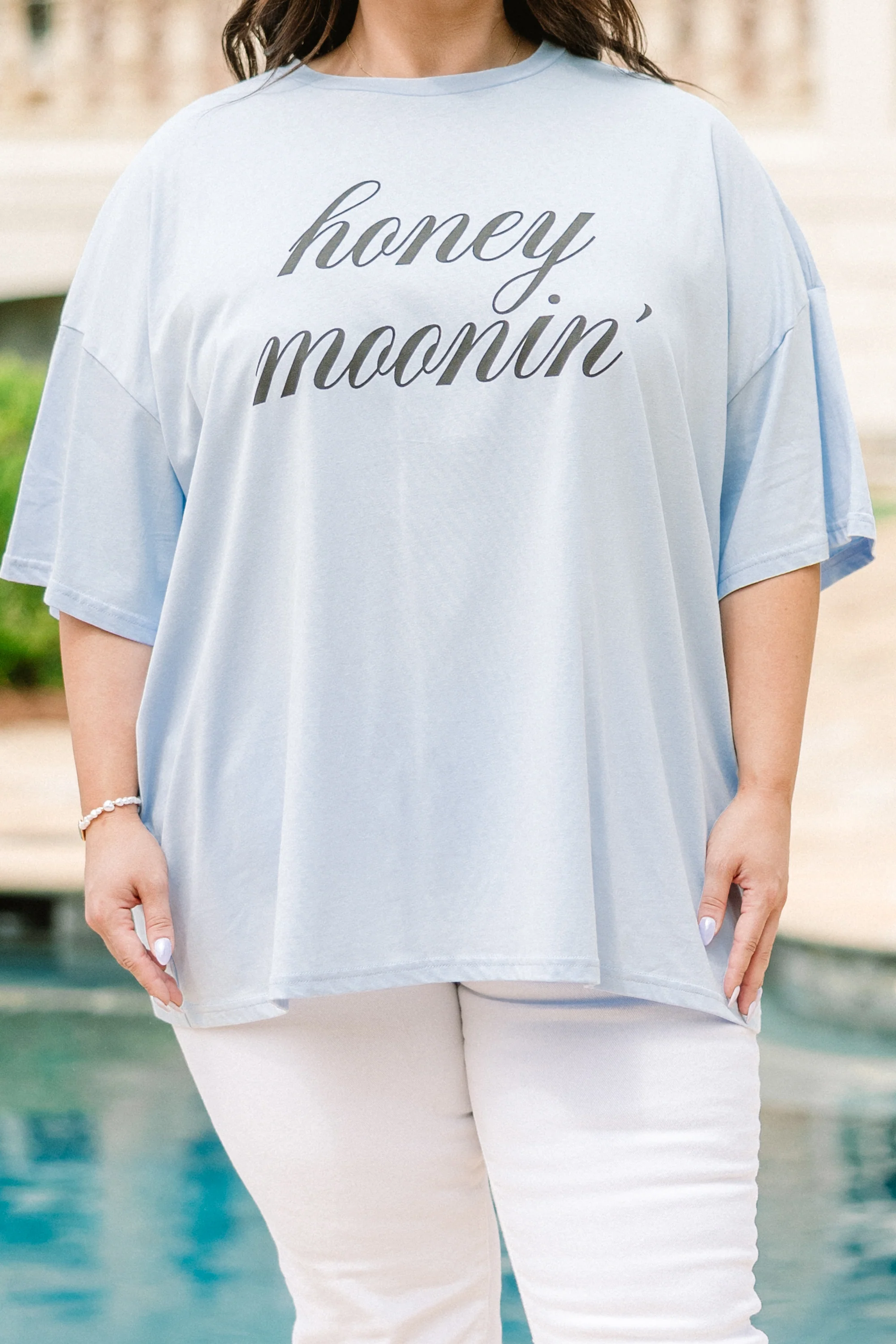 Honey Moonin' Boyfriend Tee, Ash Blue - Image 4
