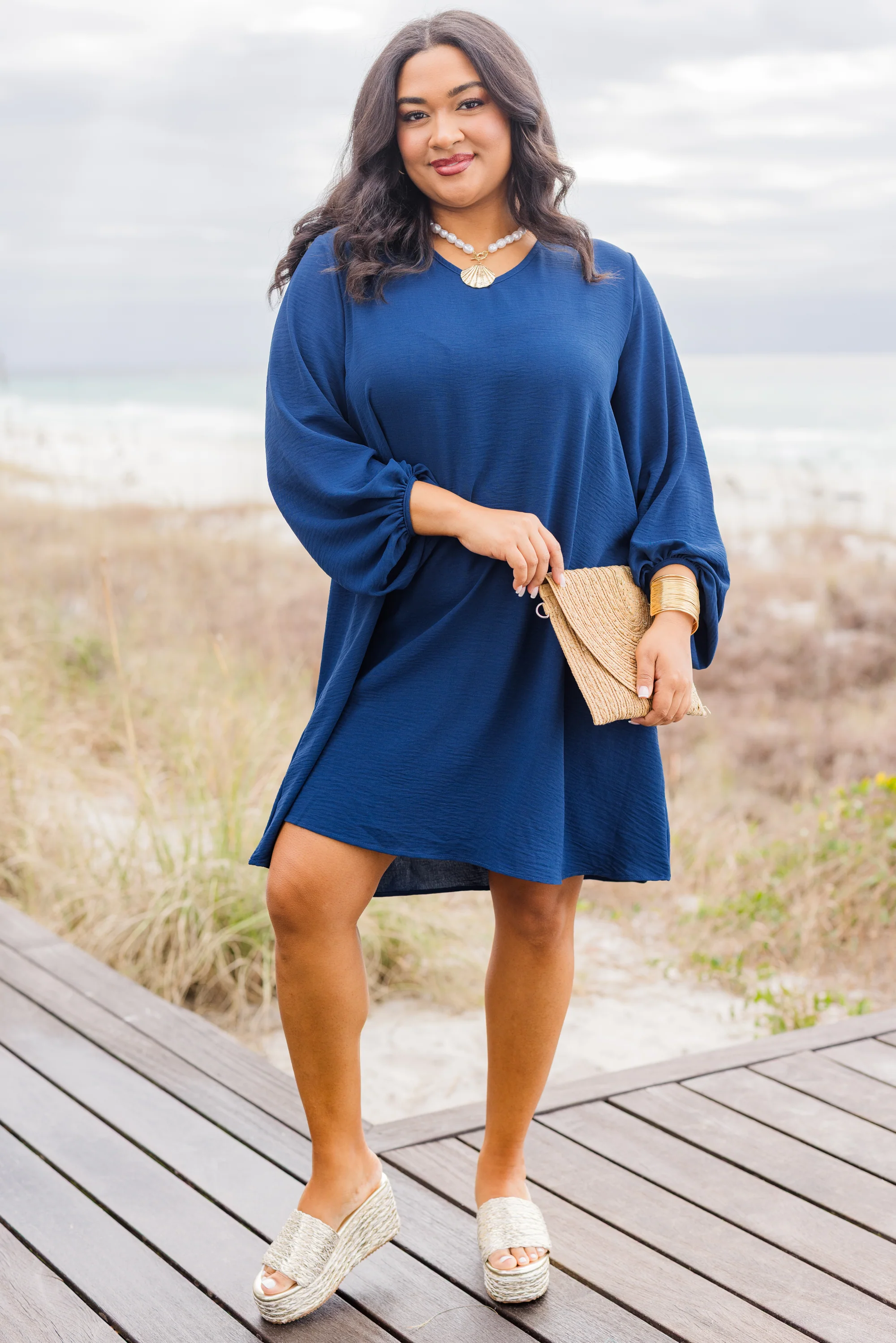 In Her Spare Time Dress, Navy - Image 3