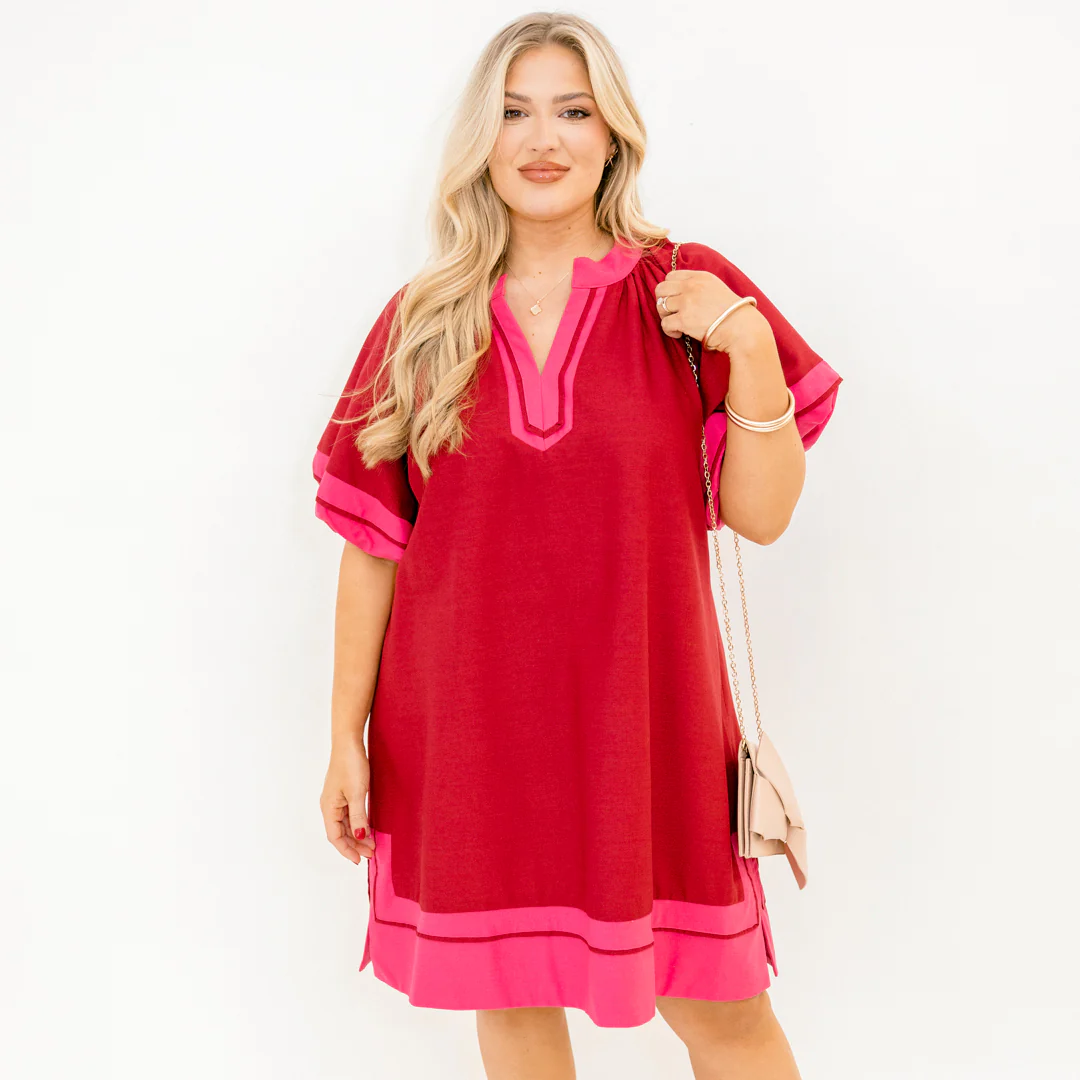 Keep Me Company Dress, Burgundy - Image 7