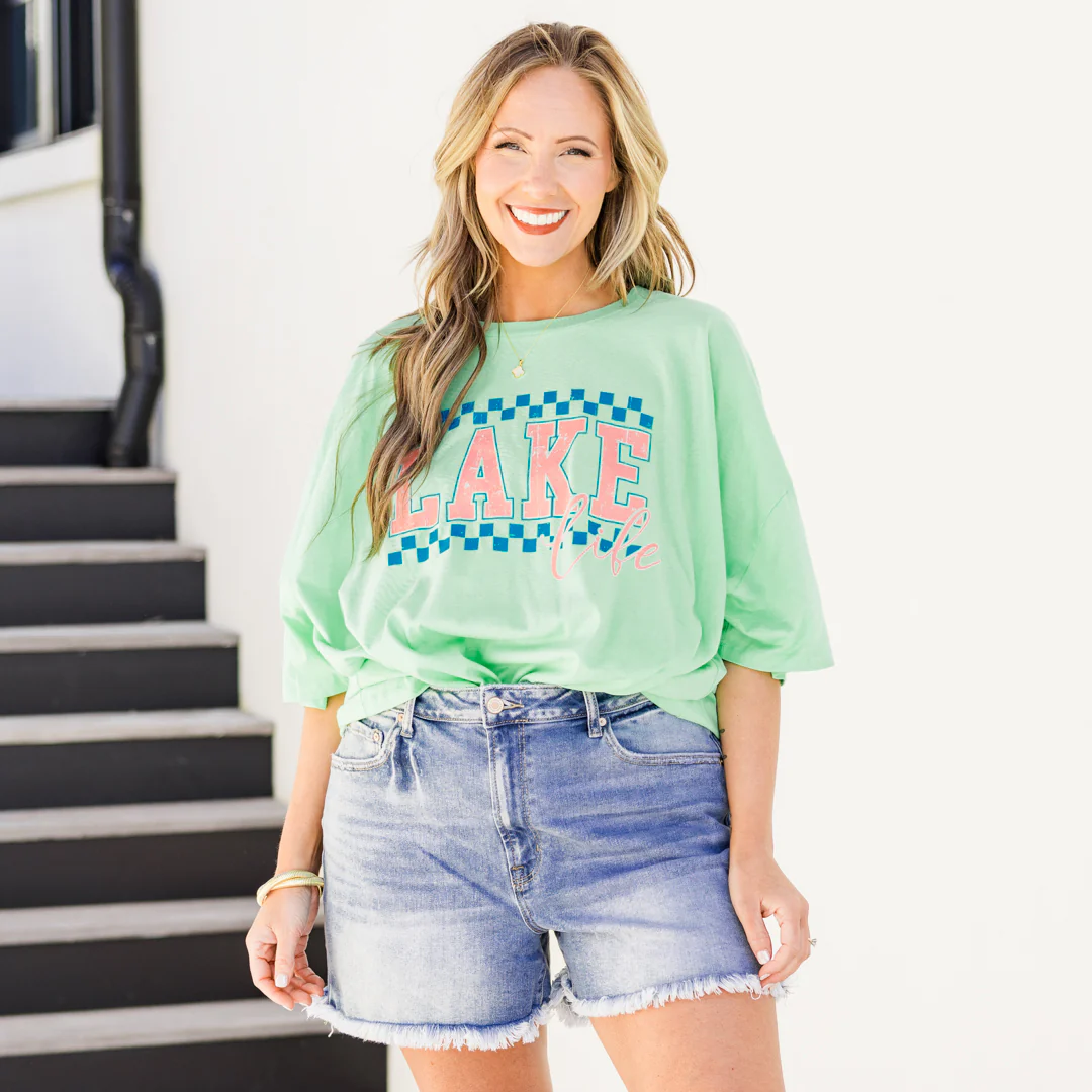 Lake Life Boyfriend Tee, Green Mint - Image 6