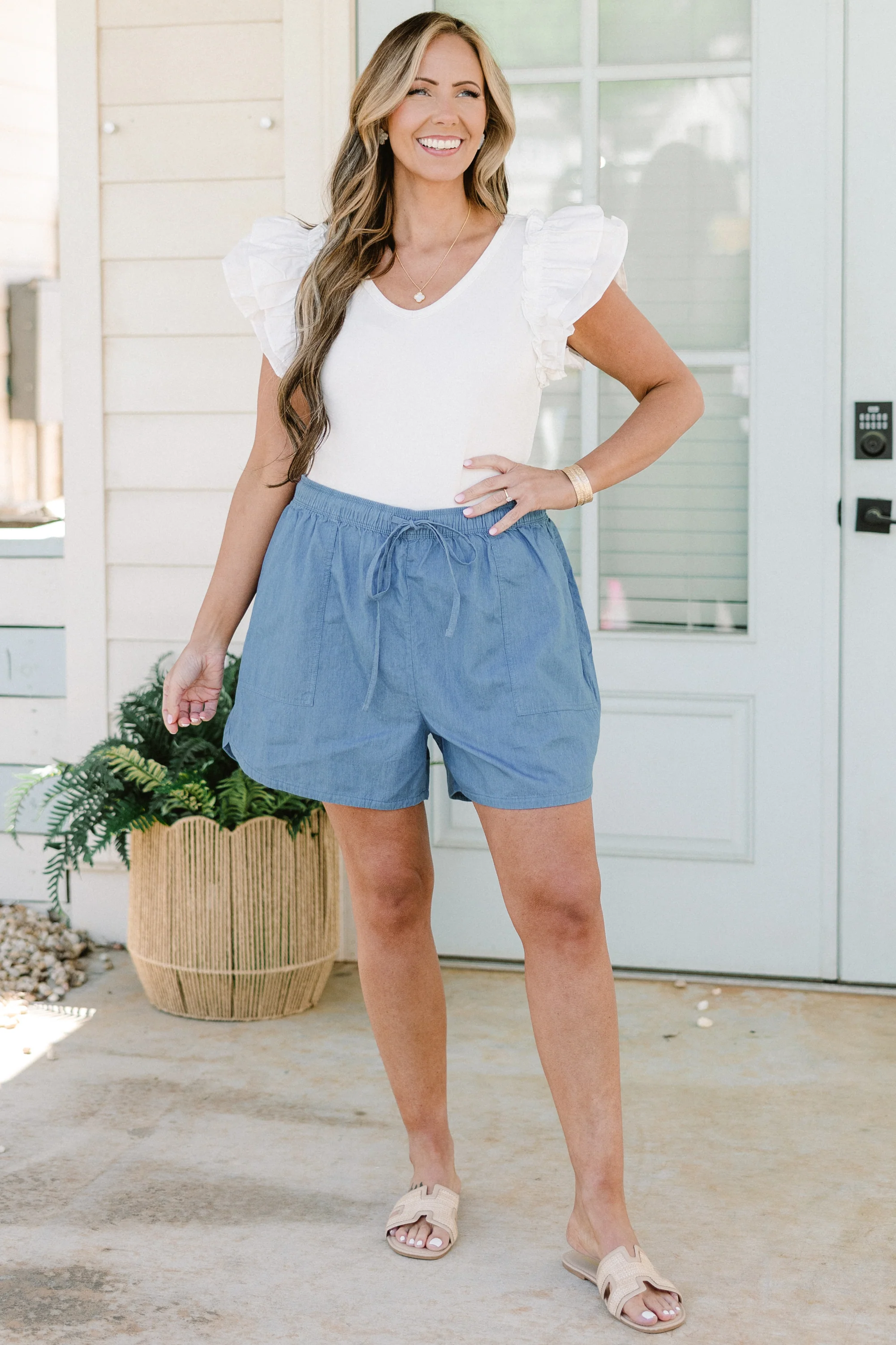Livin' Life Fully Shorts, Light Denim - Image 4