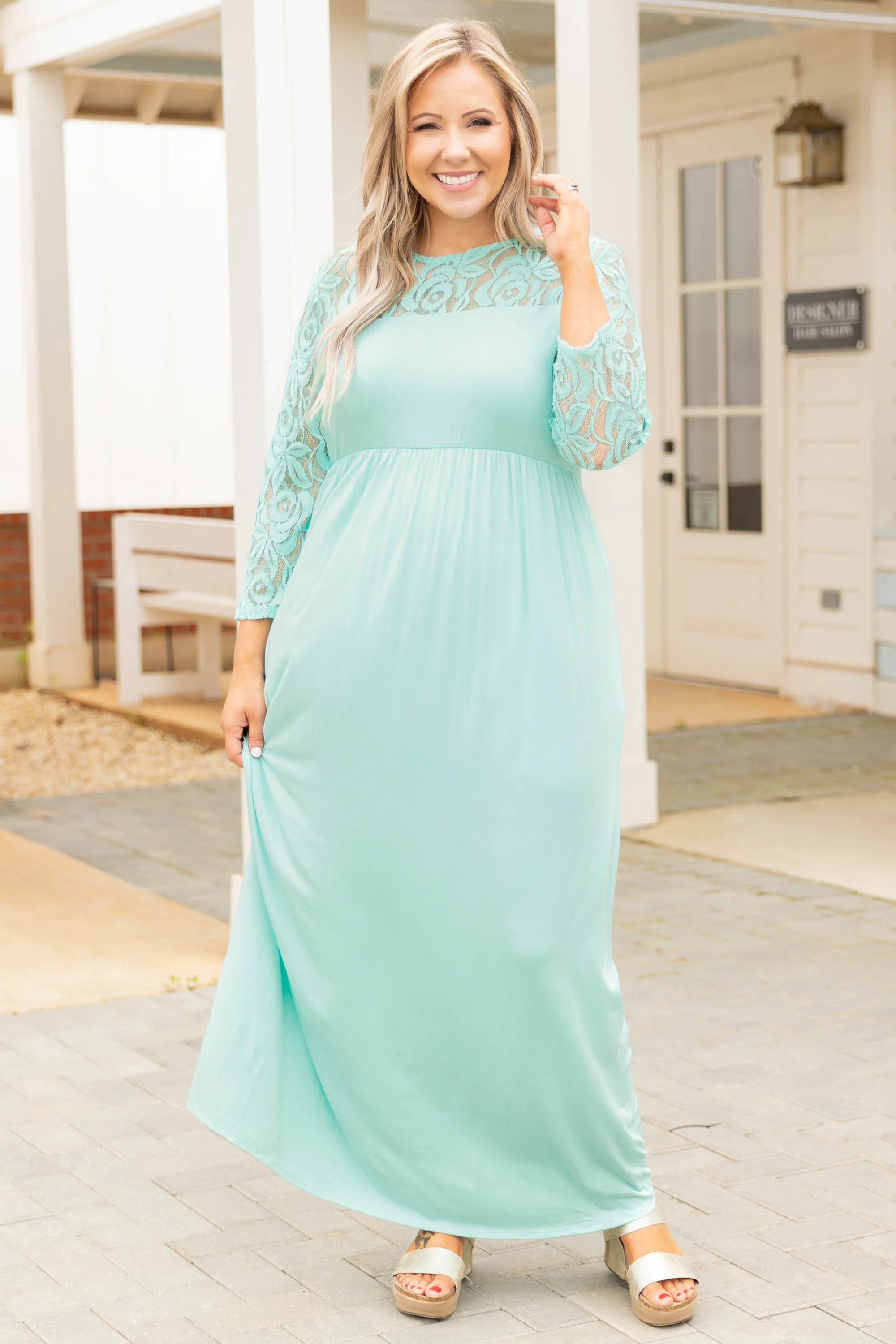 Looking Elegant Maxi Dress, Aqua - Image 3