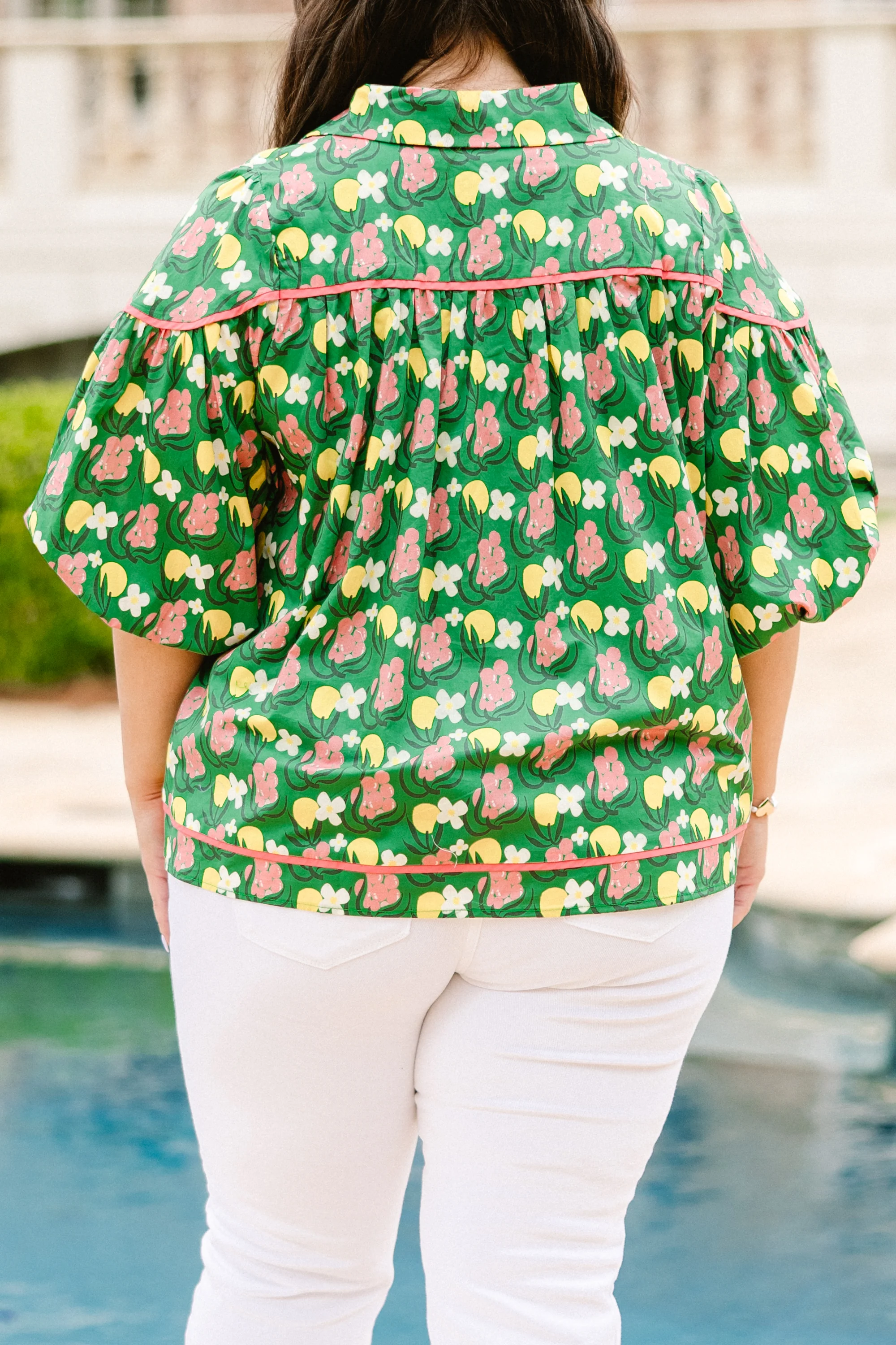 Love Is All Around Blouse, Green-Pink - Image 6