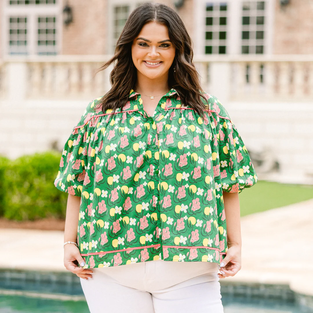 Love Is All Around Blouse, Green-Pink - Image 7