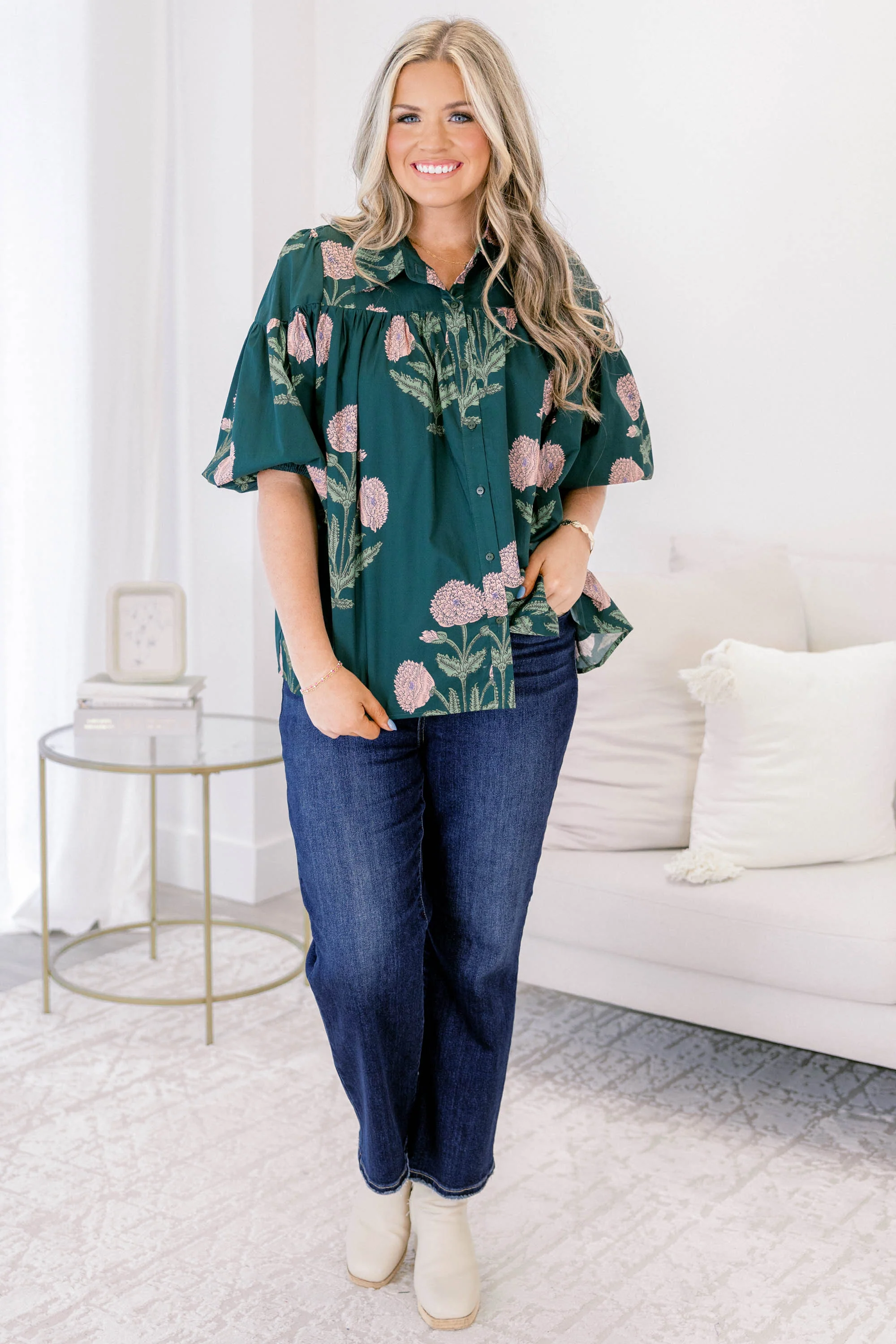 Love Is All Around Blouse, Hunter Green - Image 2