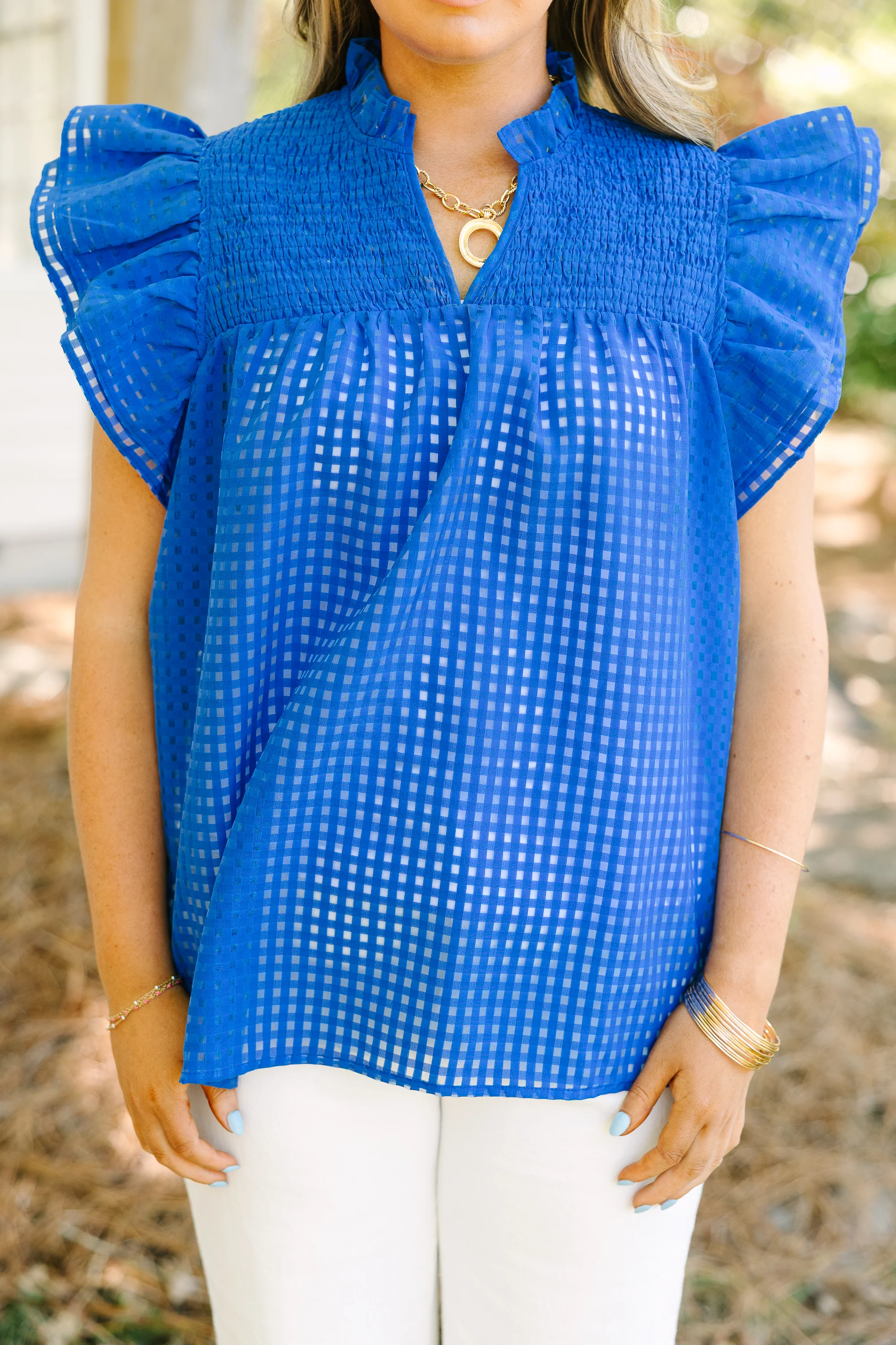 Love Like Mine Top, Blue Grid - Image 5