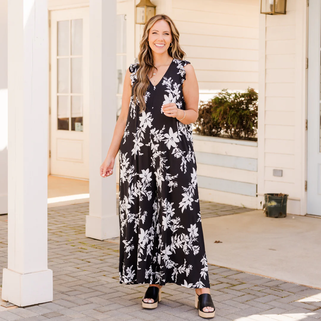 Lushly Blooming Jumpsuit, Black - Image 7