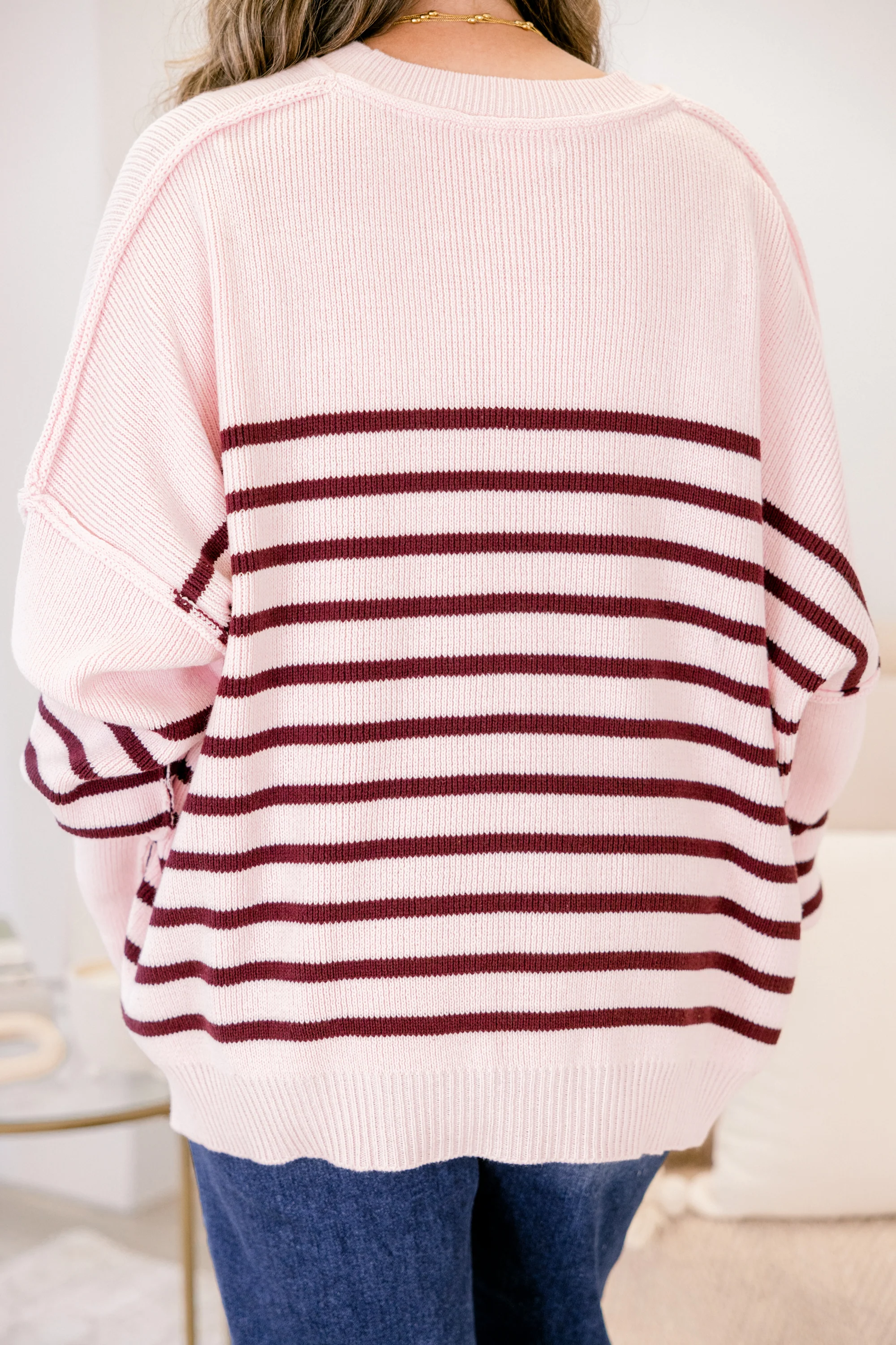 Magically Perfect Sweater, Pink Stripe - Image 6