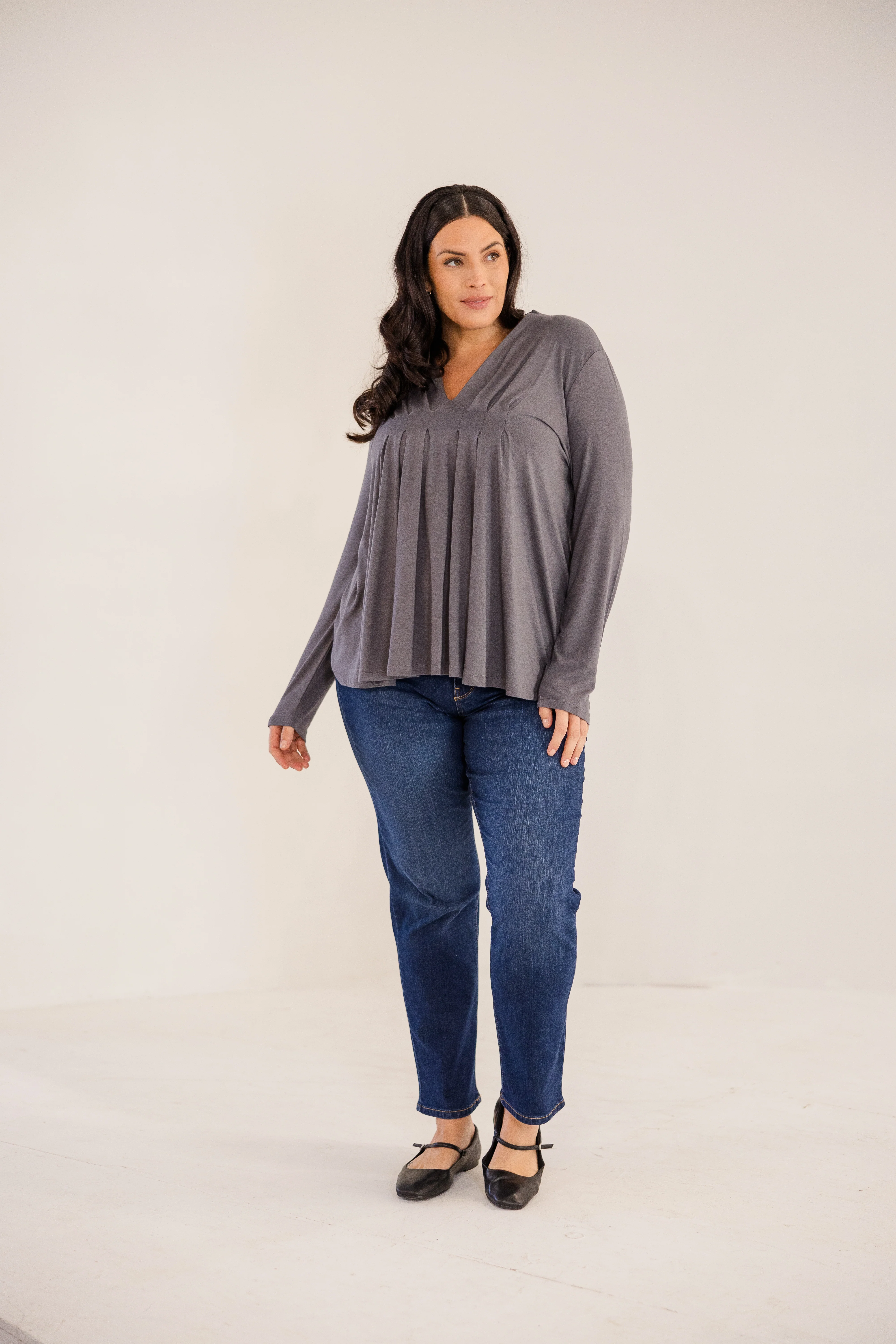Mercer Front Pleat Top, Castle Rock - Image 4