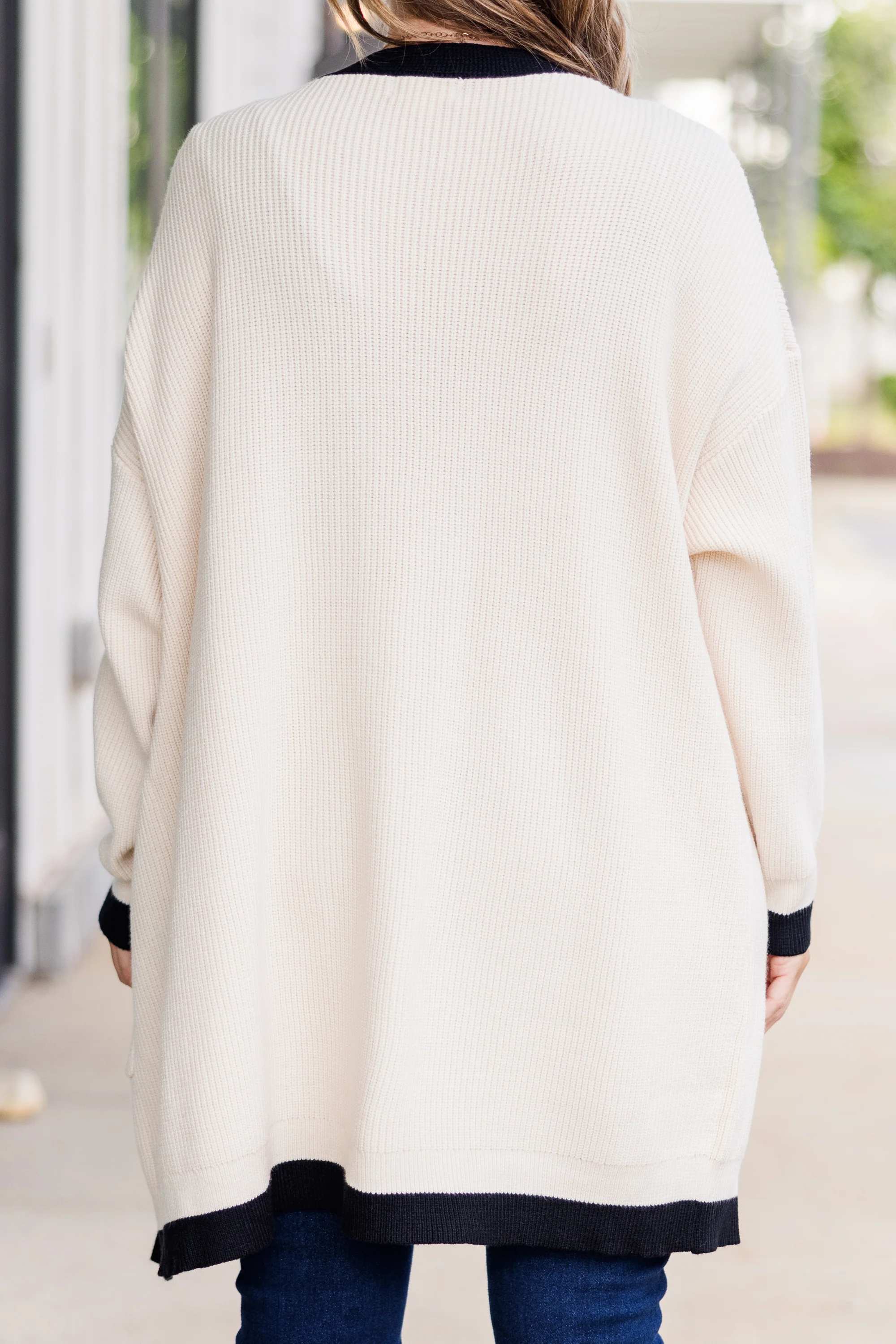 Moonlight Waltz Cardigan, Cream/Black - Image 5