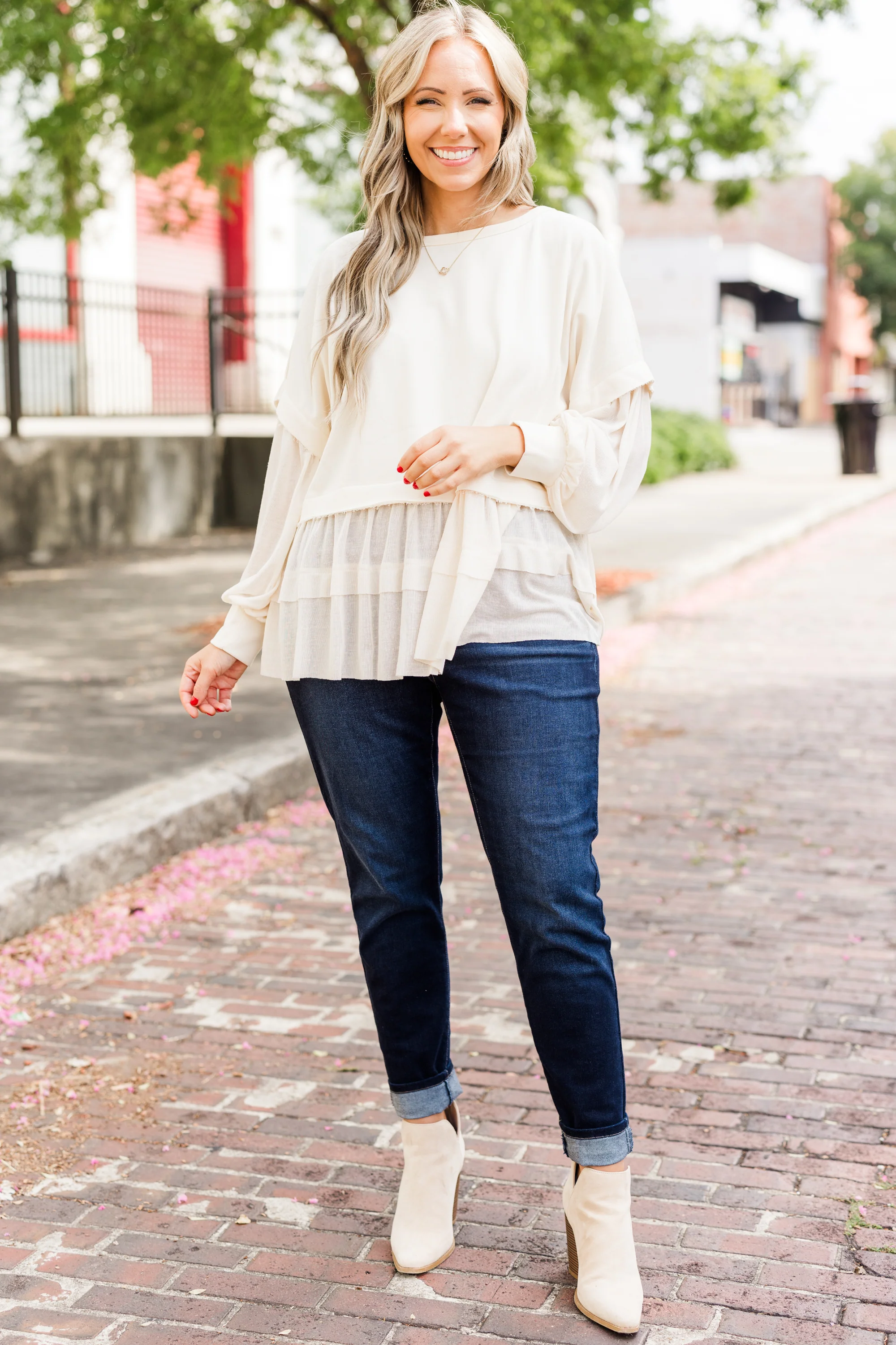 My Kind of Fun Top, Oatmeal - Image 2