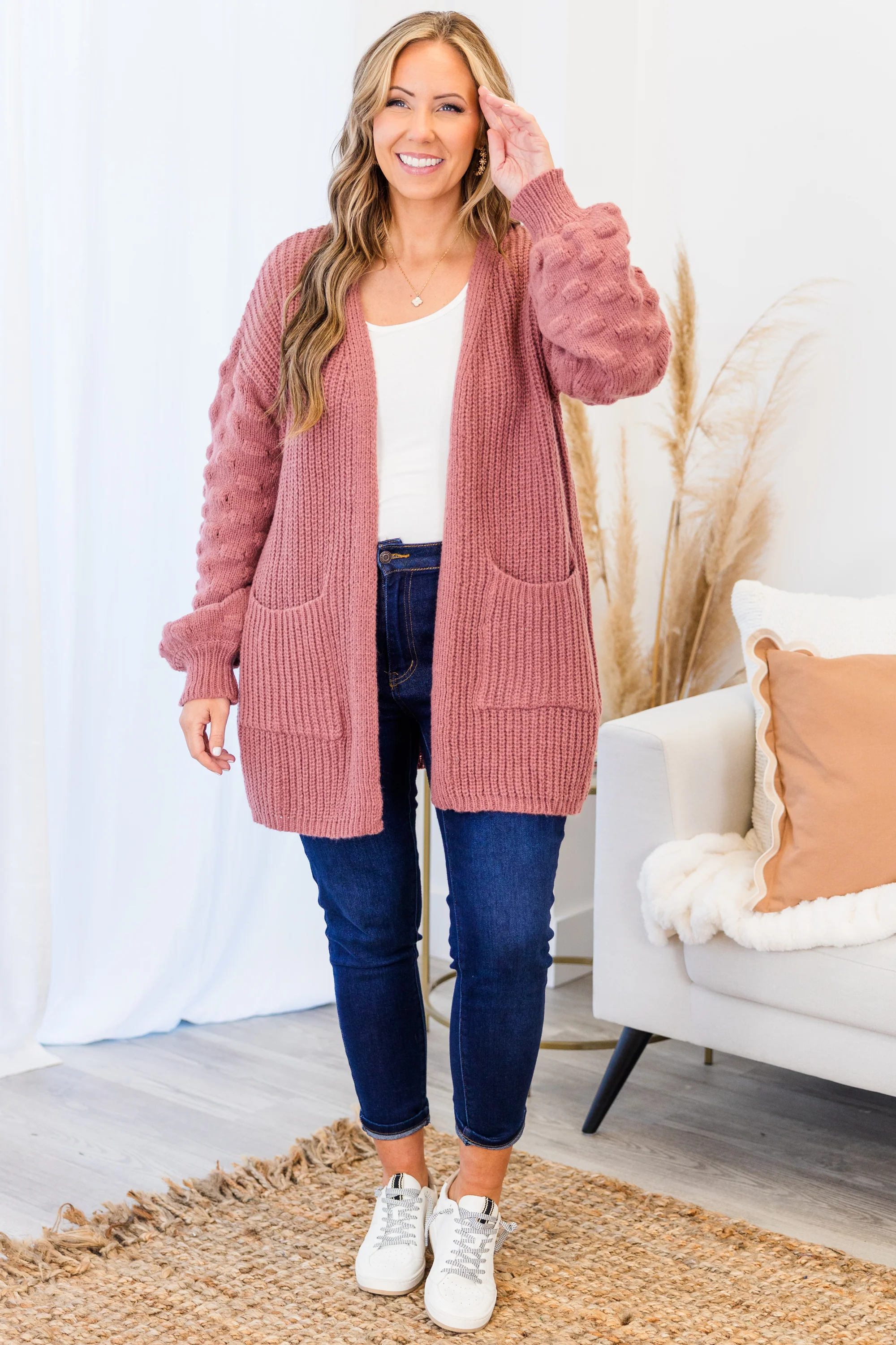 My Kinda Happy Cardigan, Mauve - Image 2