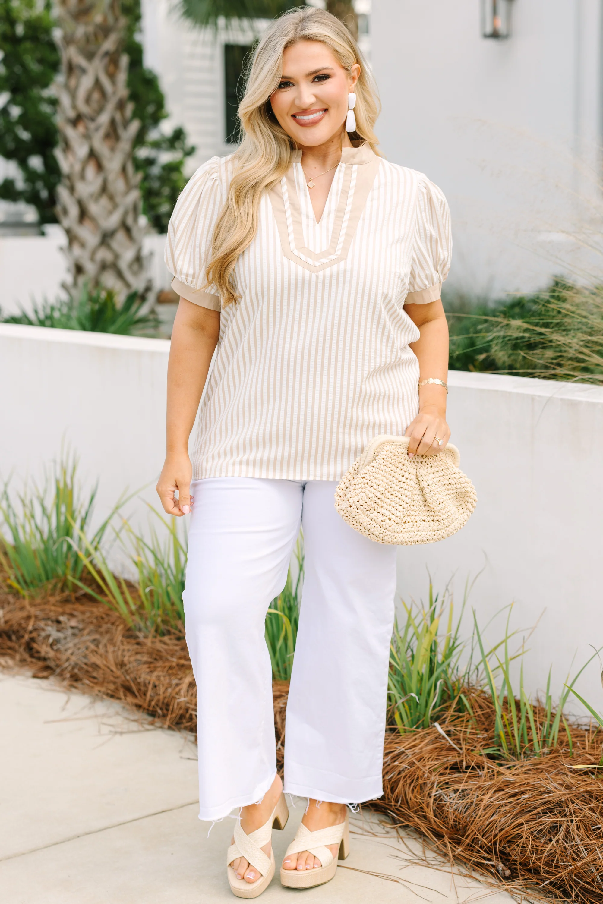 My Sweet Side Top, Brown Stripe - Image 2