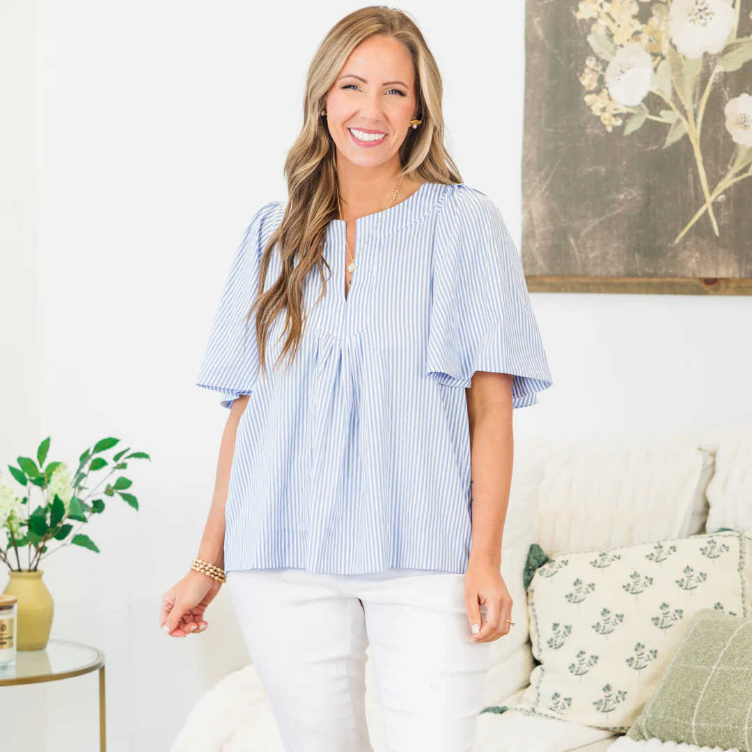 Nautical Breeze Top, Blue Stripe - Image 7