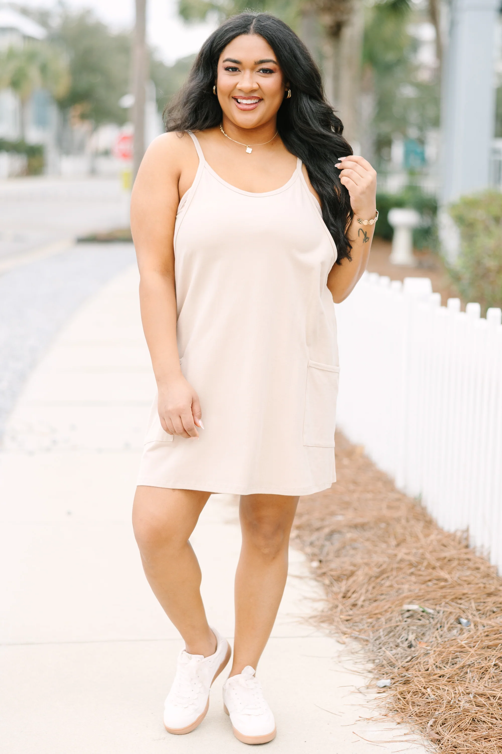 No Doubt About It Dress, Taupe - Image 2