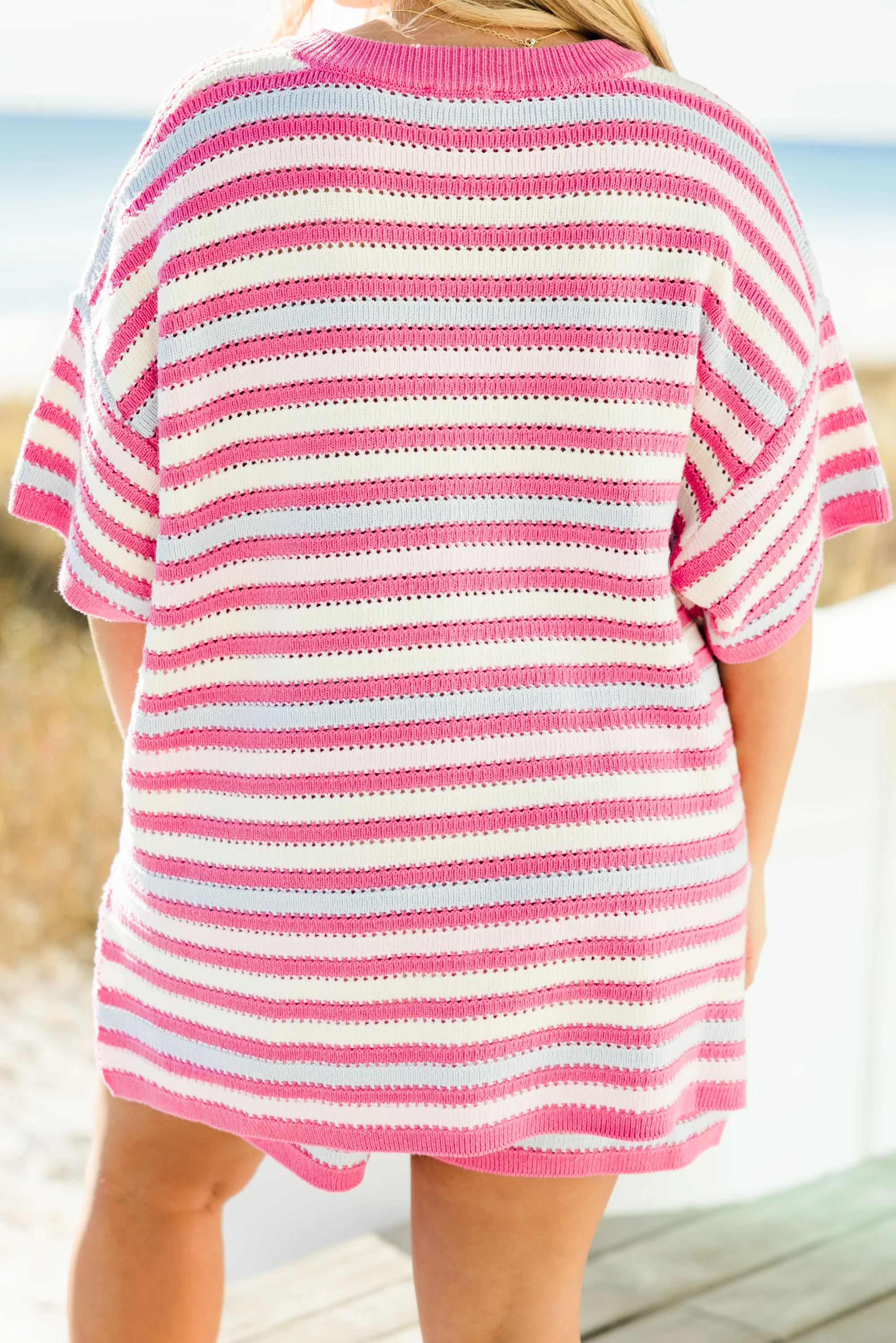 Off In Paradise Sweater Set, Pink Stripe - Image 6