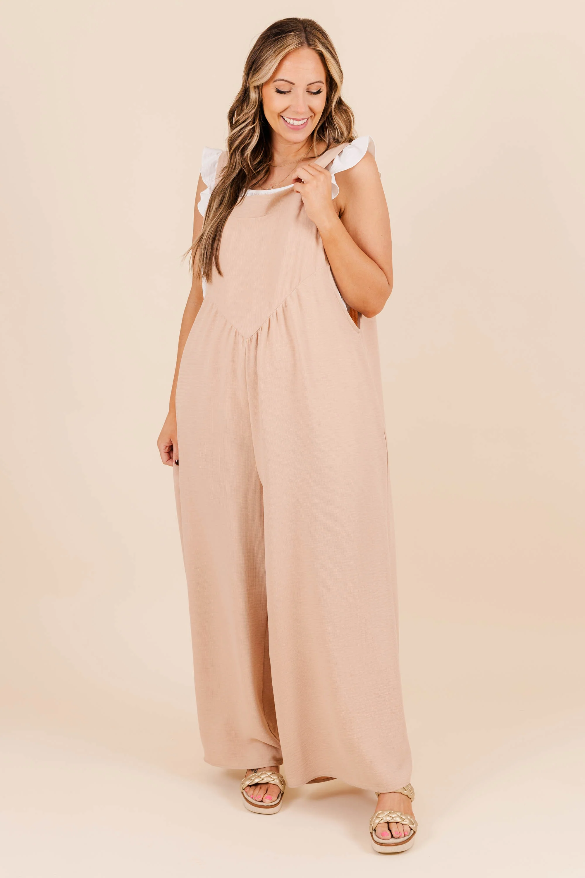 Only Clear Skies Jumpsuit, Taupe - Image 3