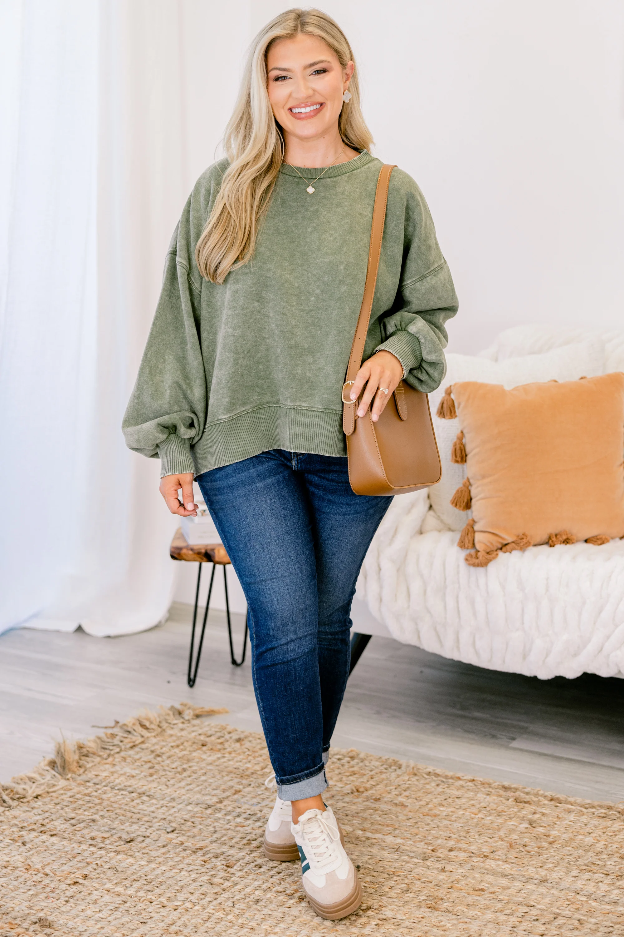 Only Getting Started Pullover, Light Olive - Image 2