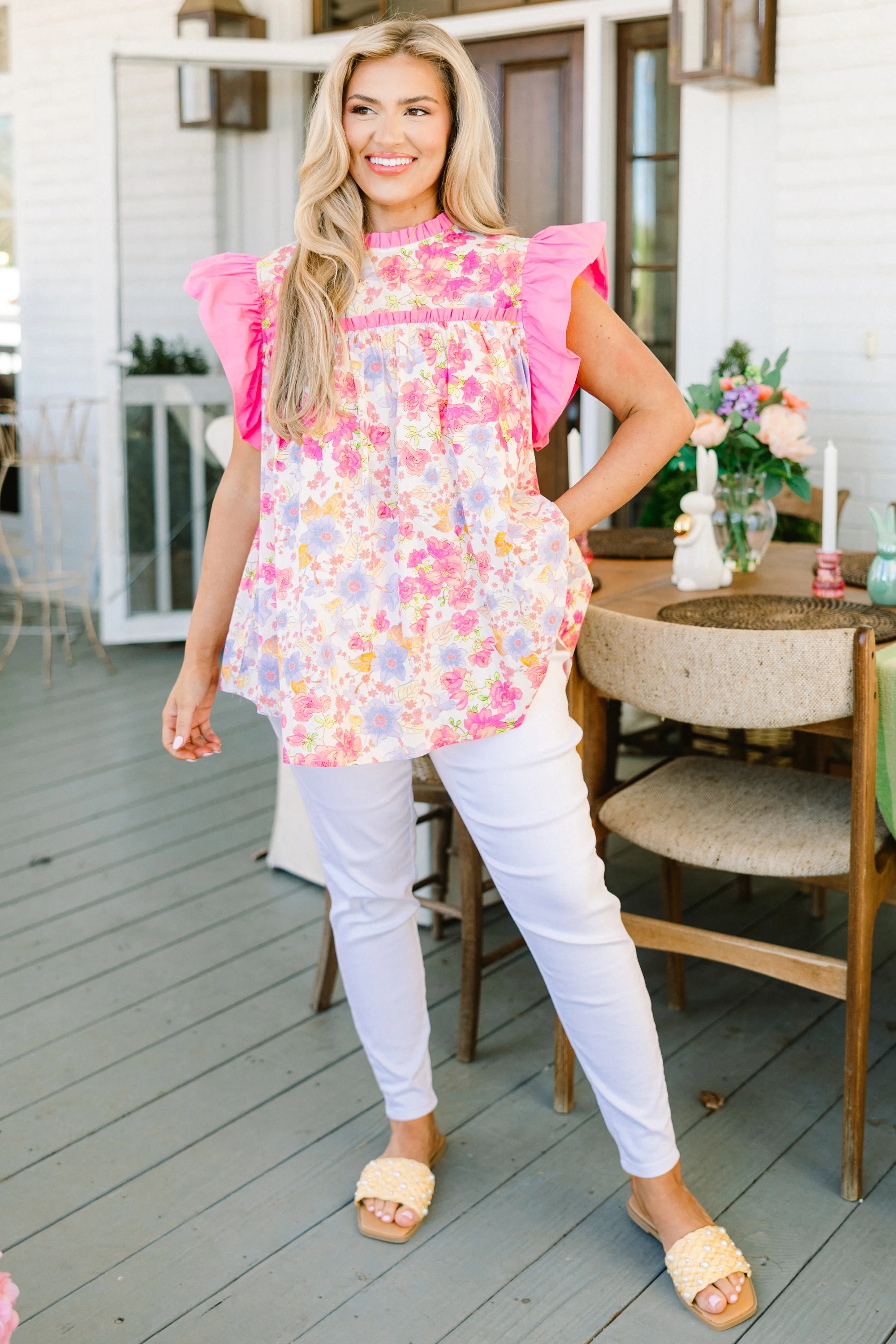 Out Living My Life Top, Pink Floral - Image 3