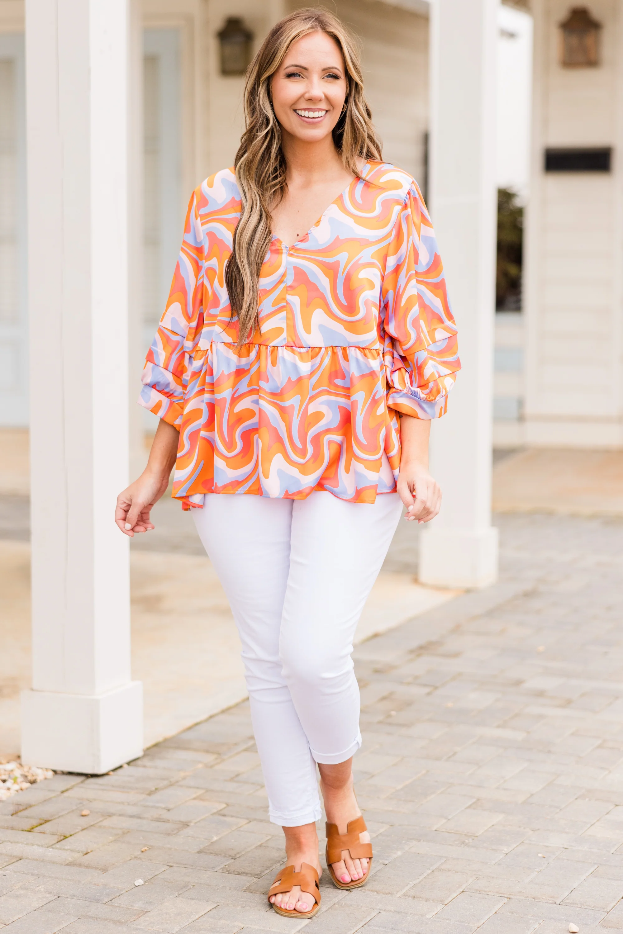 Passing Perth Top, Orange-Lavender - Image 2