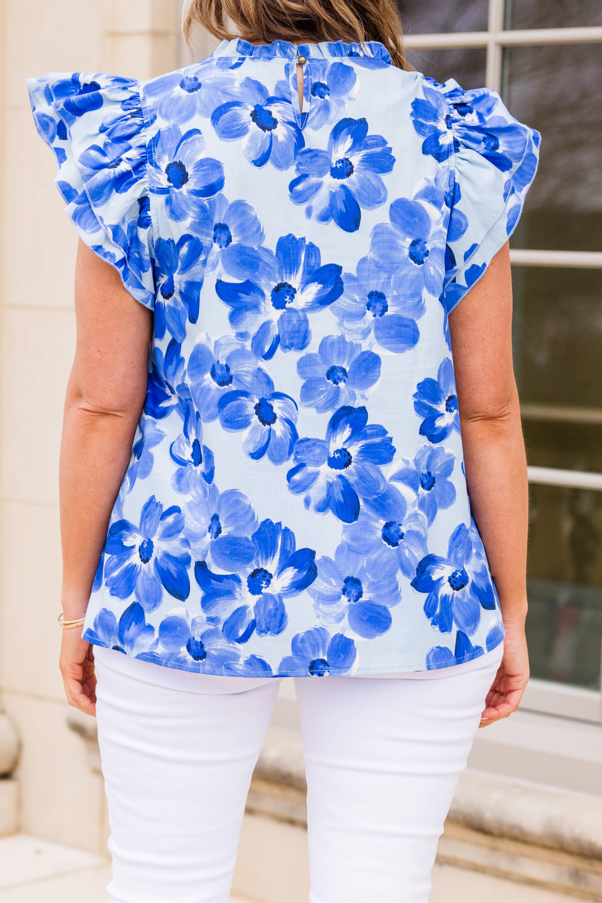 Passion For Poppies Top, Blue - Image 6