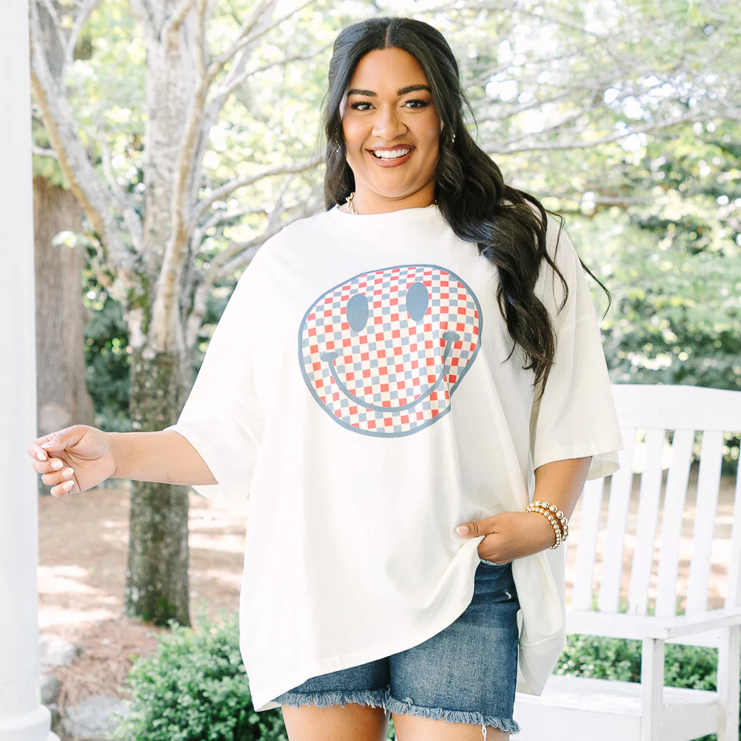 Patriotic Smiles Boyfriend Tee, Ivory - Image 6