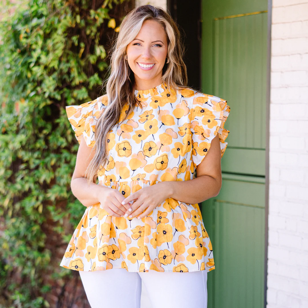 Poppy Pickin Top, Yellow - Image 7