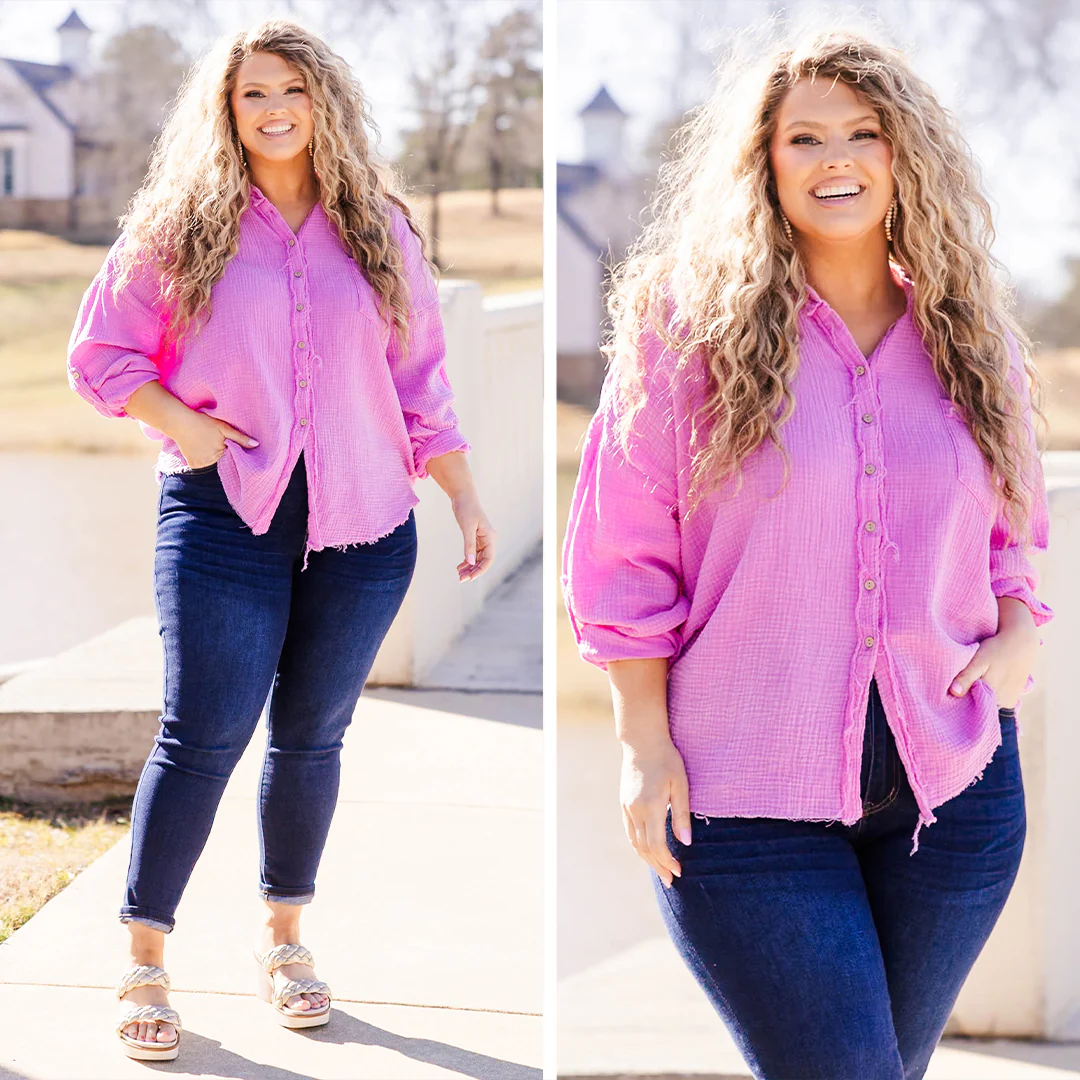 Popular Phrase Top, Bright Mauve - Image 6