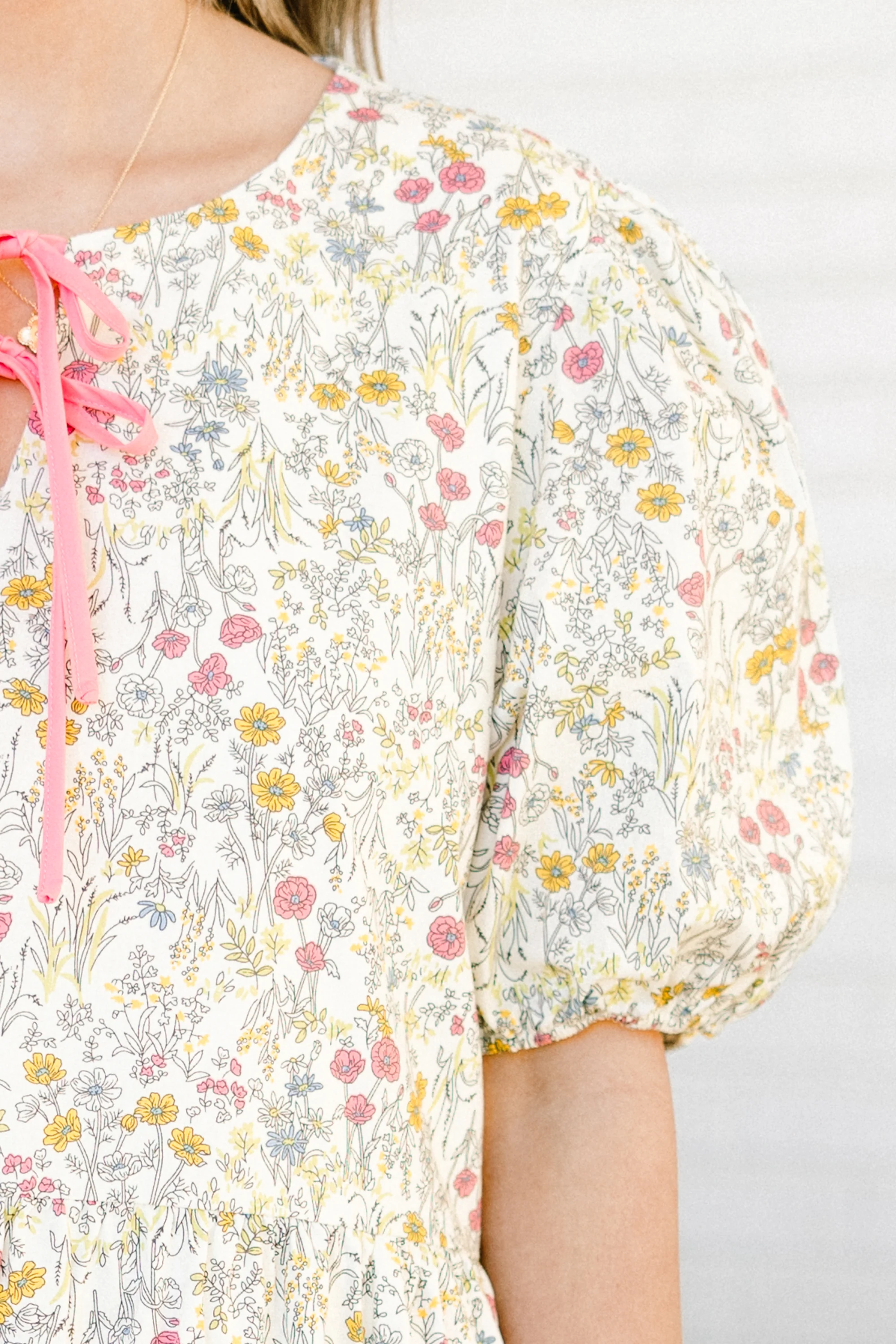 Porcelain Bloom Dress, Pink Floral - Image 4