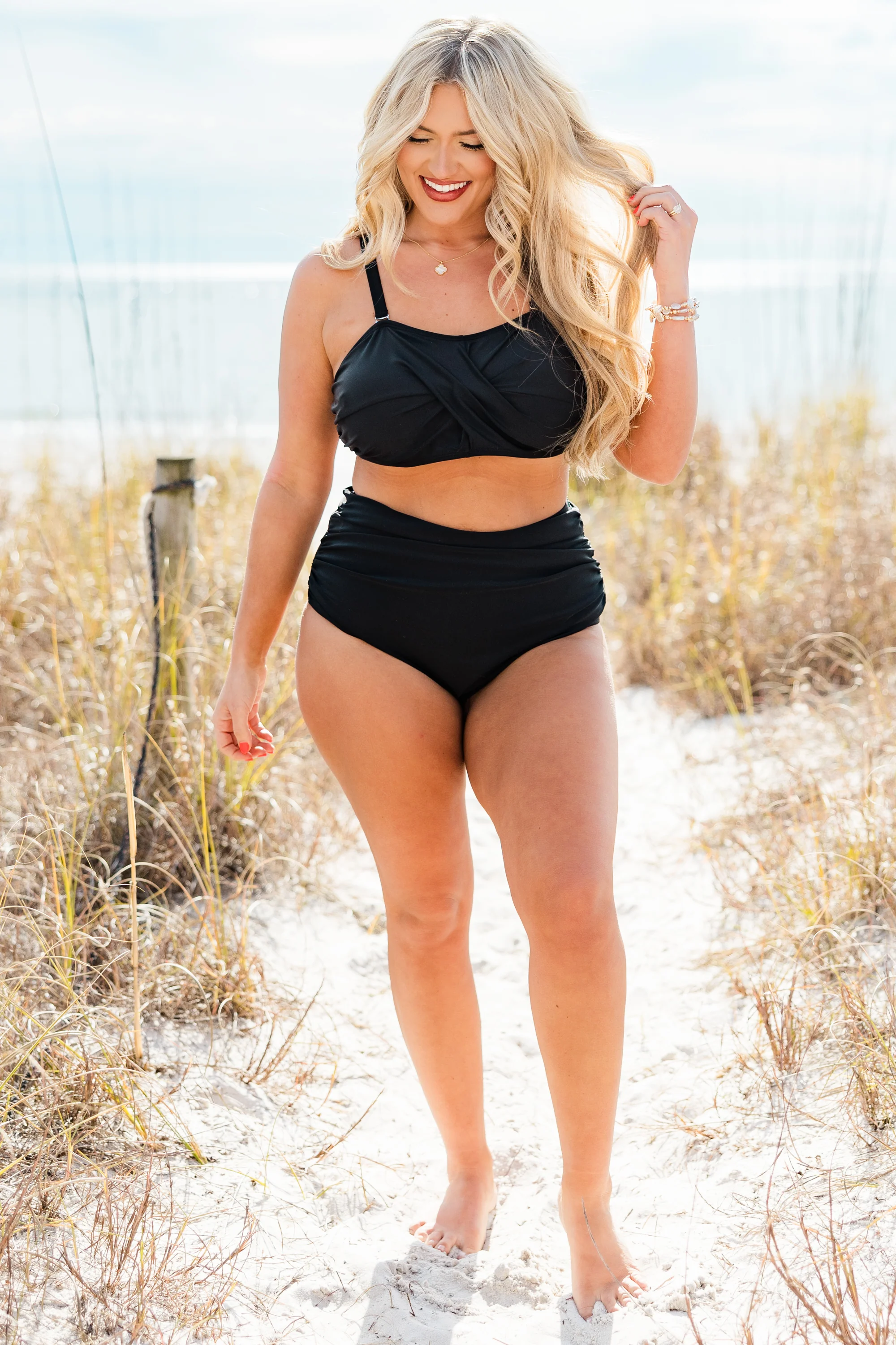 Proceed Into Paradise Swim Top, Black - Image 3