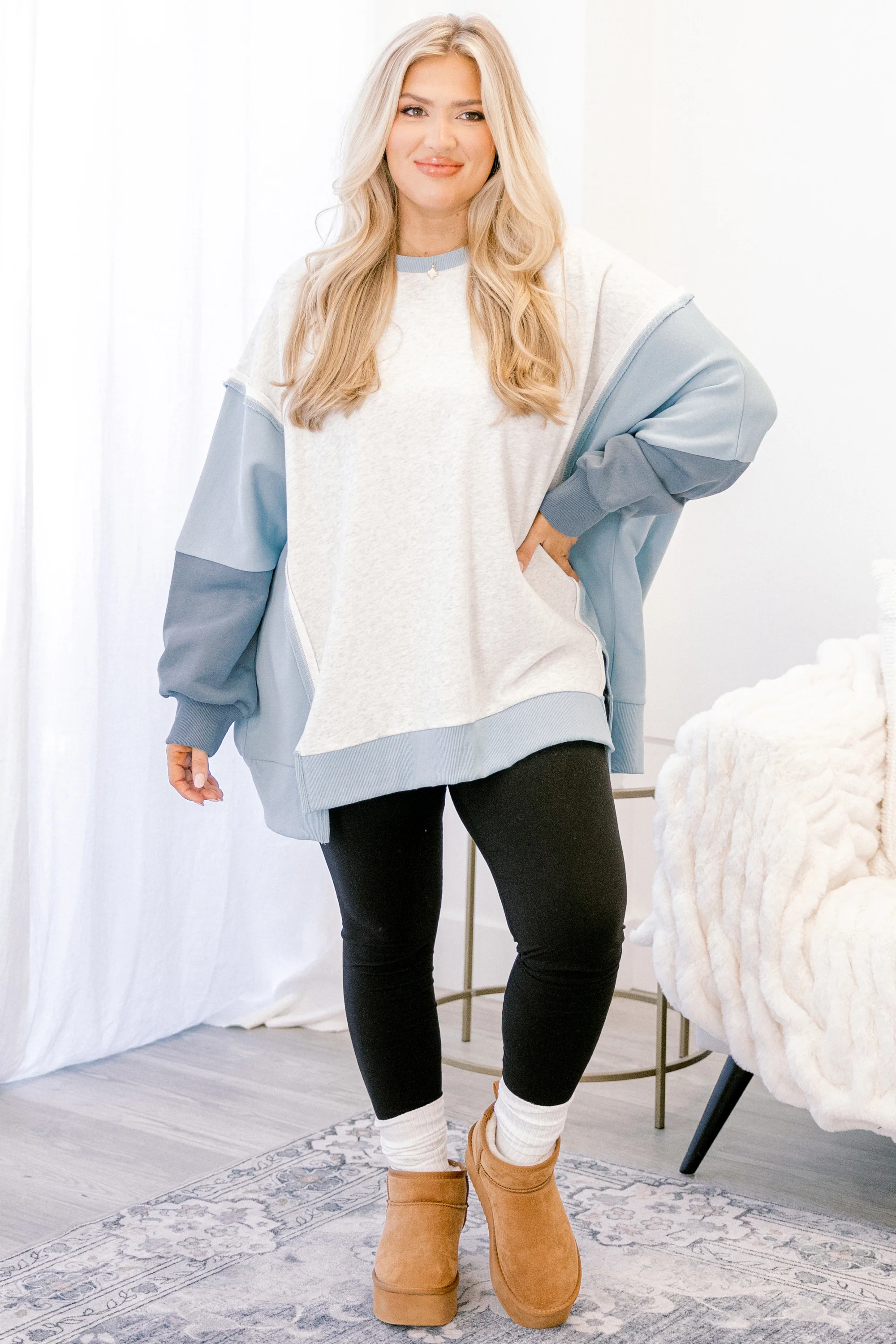 Rising To The Opportunity Pullover, Blue-Gray - Image 3