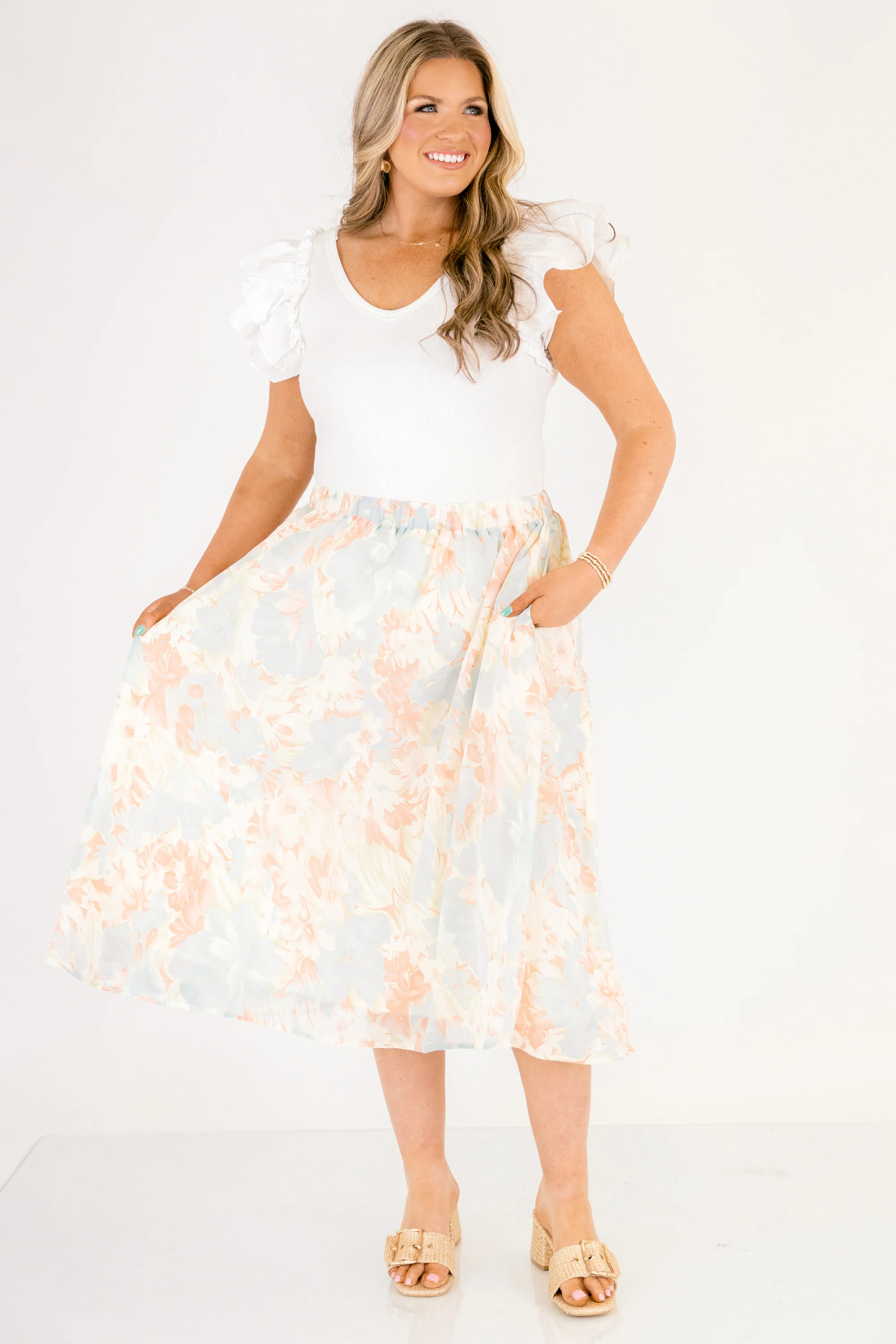 Romantic Florals Skirt, Blue - Image 4
