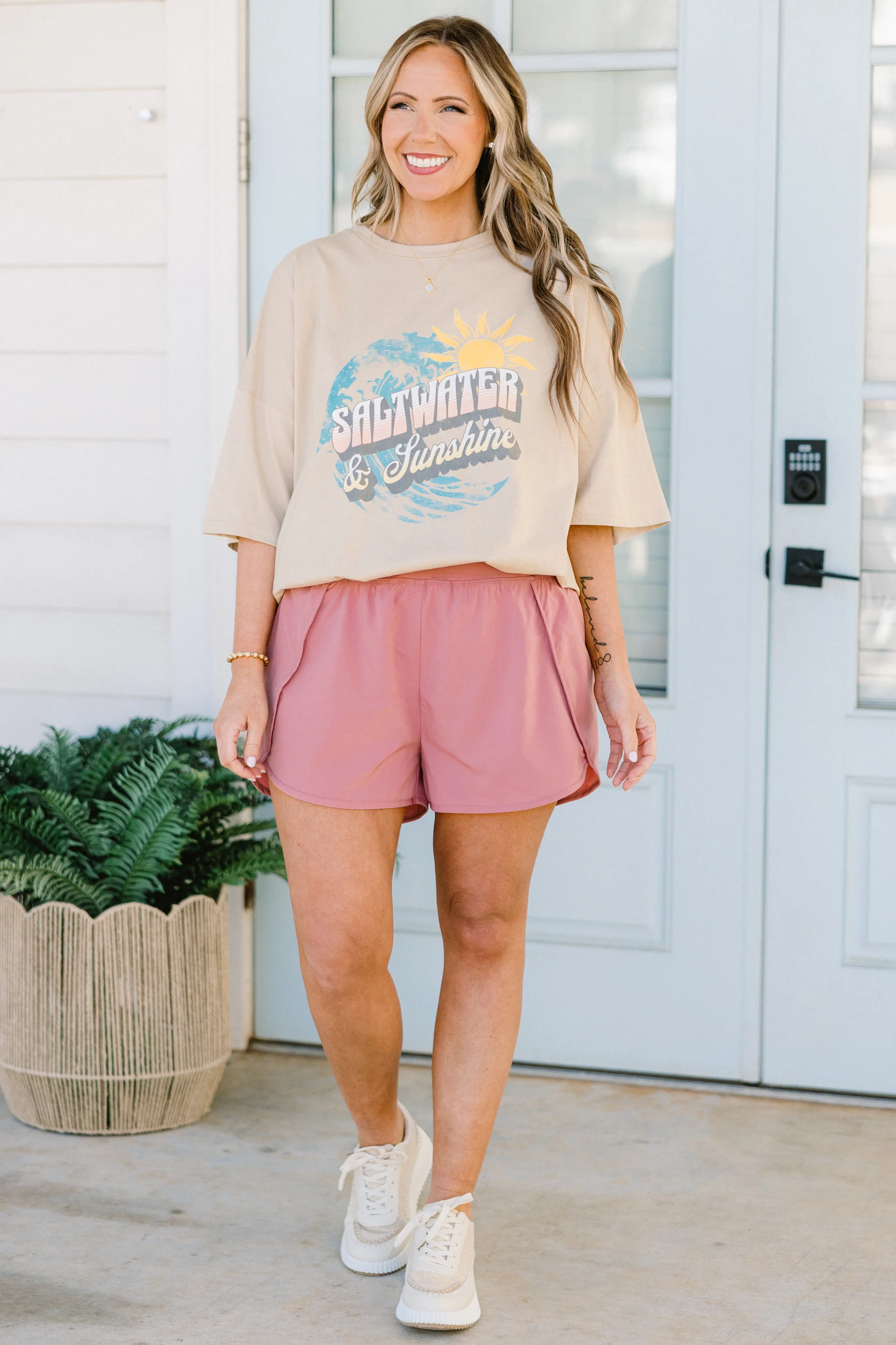 Saltwater & Sunshine Boyfriend Tee, Light Mocha - Image 3