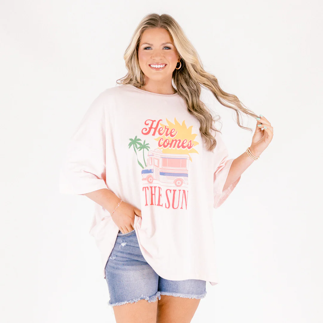 Searching for the Sun Boyfriend Tee, Cream Pink - Image 6