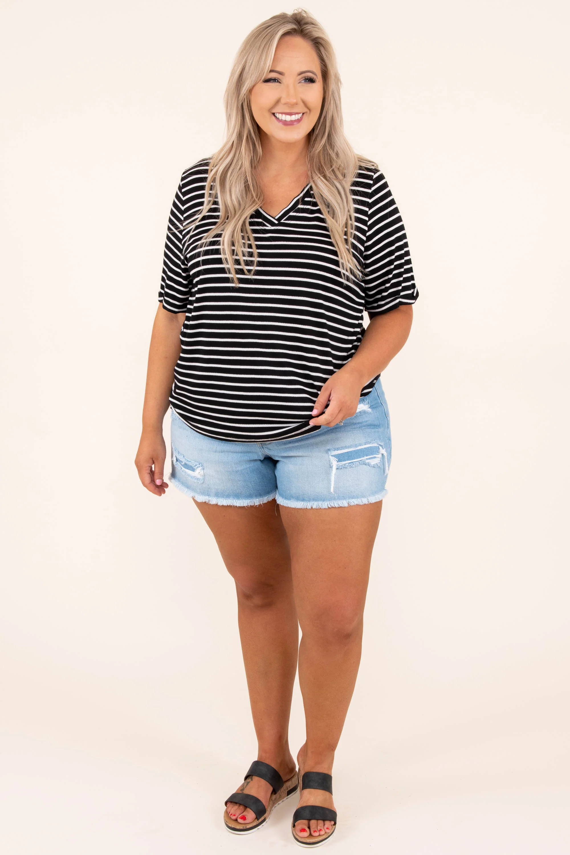 Settle Down For Today Top, Black-Ivory - Image 2