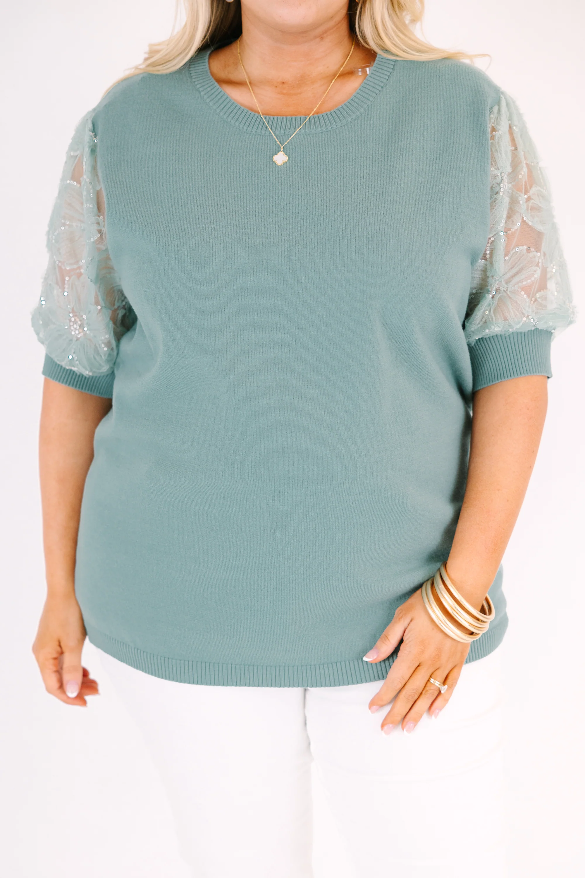 Shine Bright Darling Top, Sage - Image 6