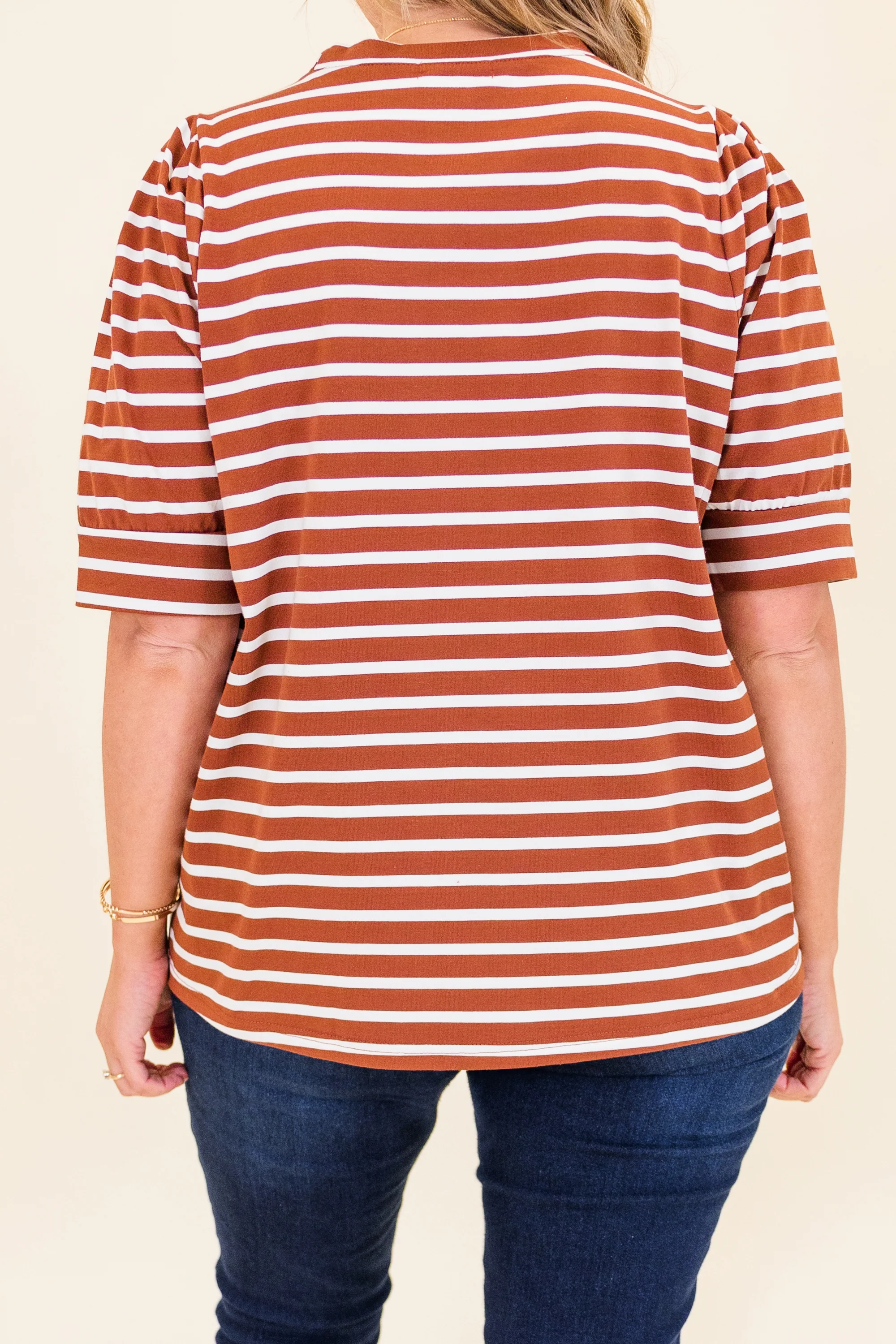 Signature Stripes Top, Burgundy-White - Image 6