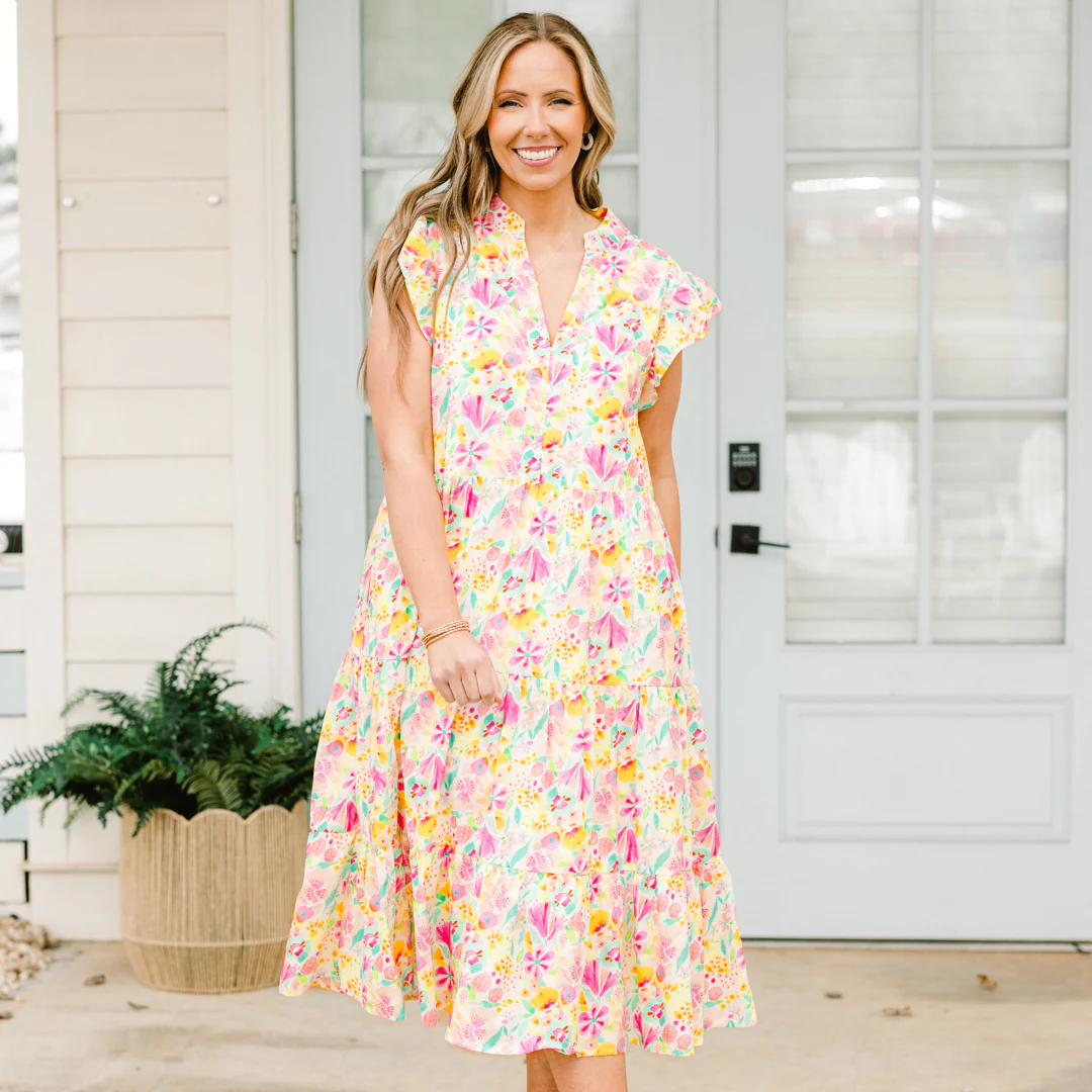 Simply The Vibe Midi Dress, Pink - Image 7